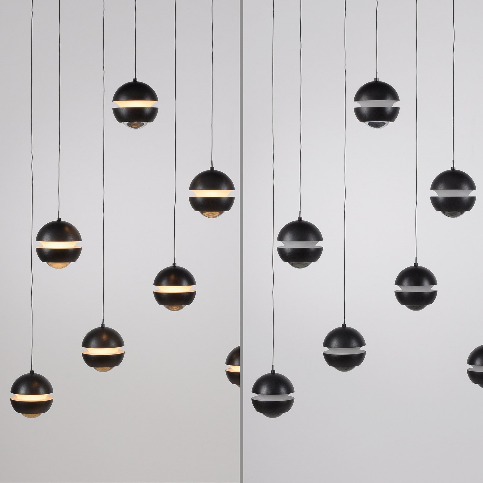 SCHÖNER WOHNEN LED hanglamp Lini zwart 11-lamps lang 3000K SCHÖNER WOHNEN LED hanglamp Lini zwart 11-lamps lang 3000K