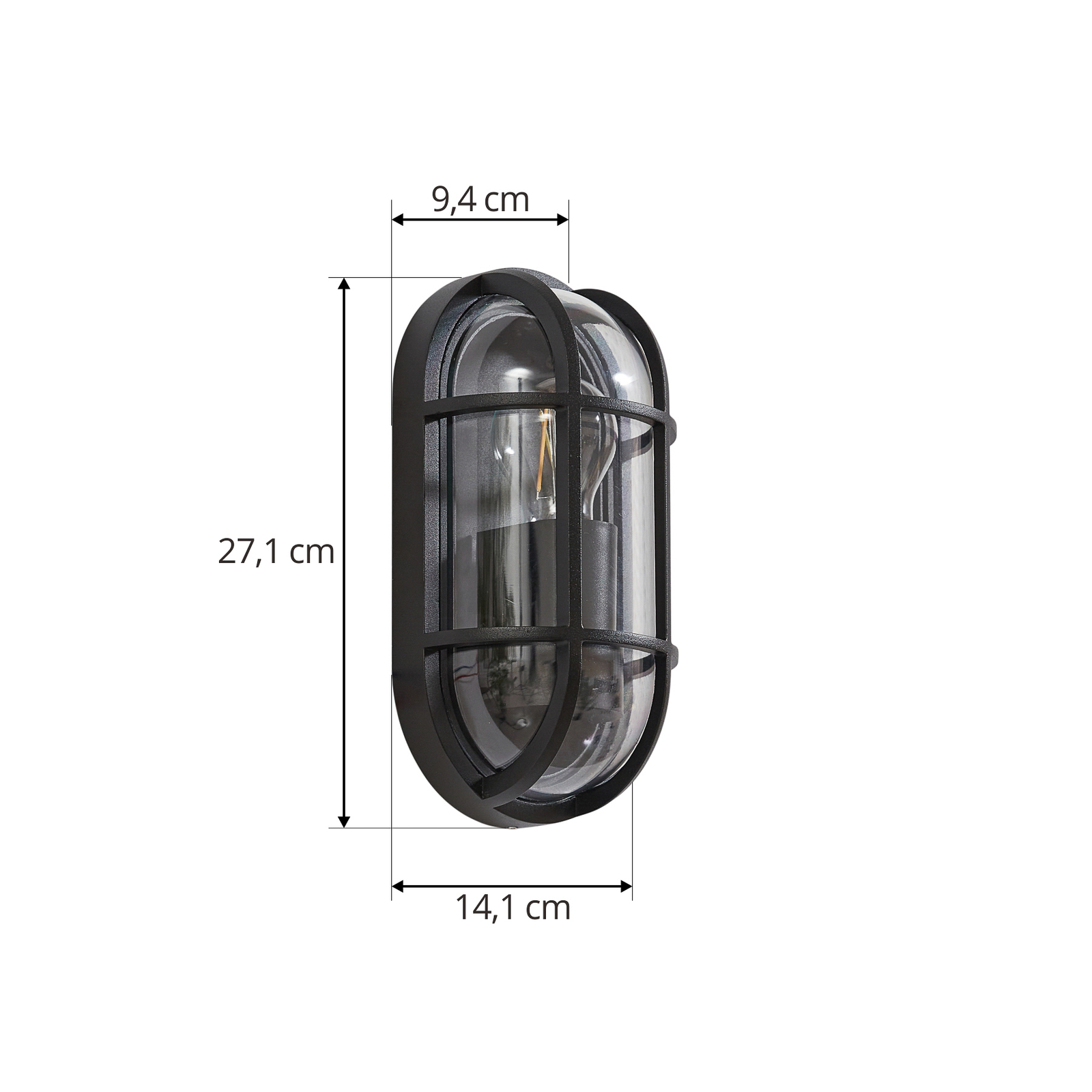 Lucande Serine buitenwandlamp, 27,1 cm, zwart, aluminium