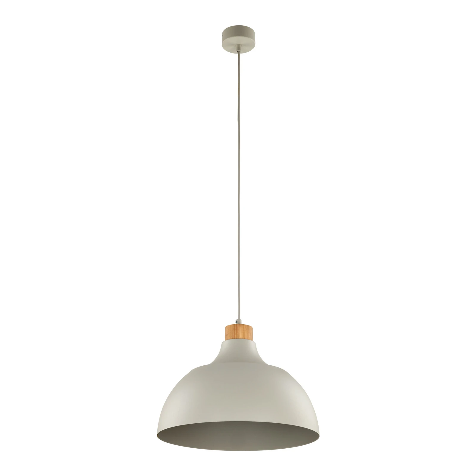 Hängeleuchte Kaitt, beige, Ø 34 cm, Holzdetail