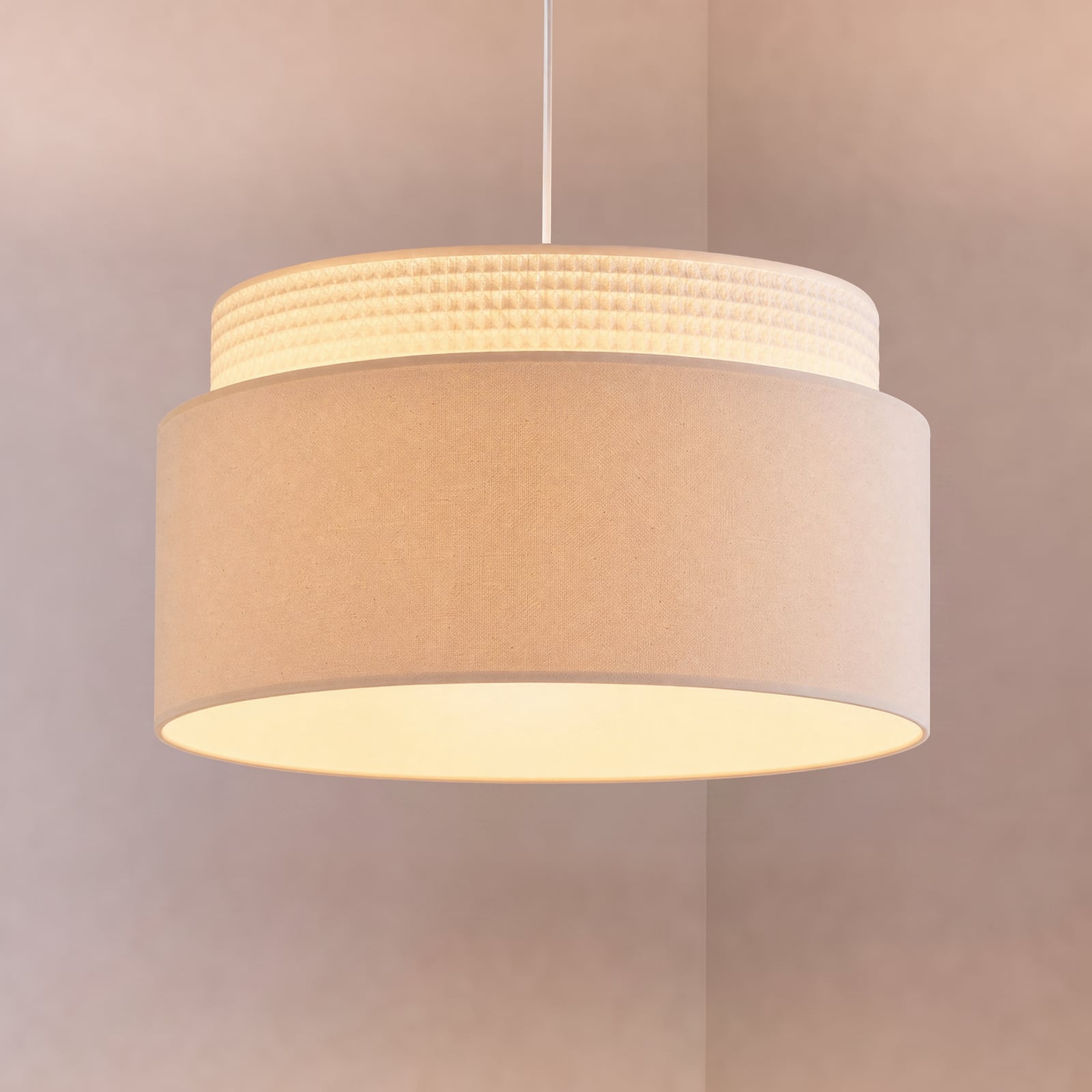 Hanglamp Milano, ecru/beige, Ø 45 cm, textiel, E27