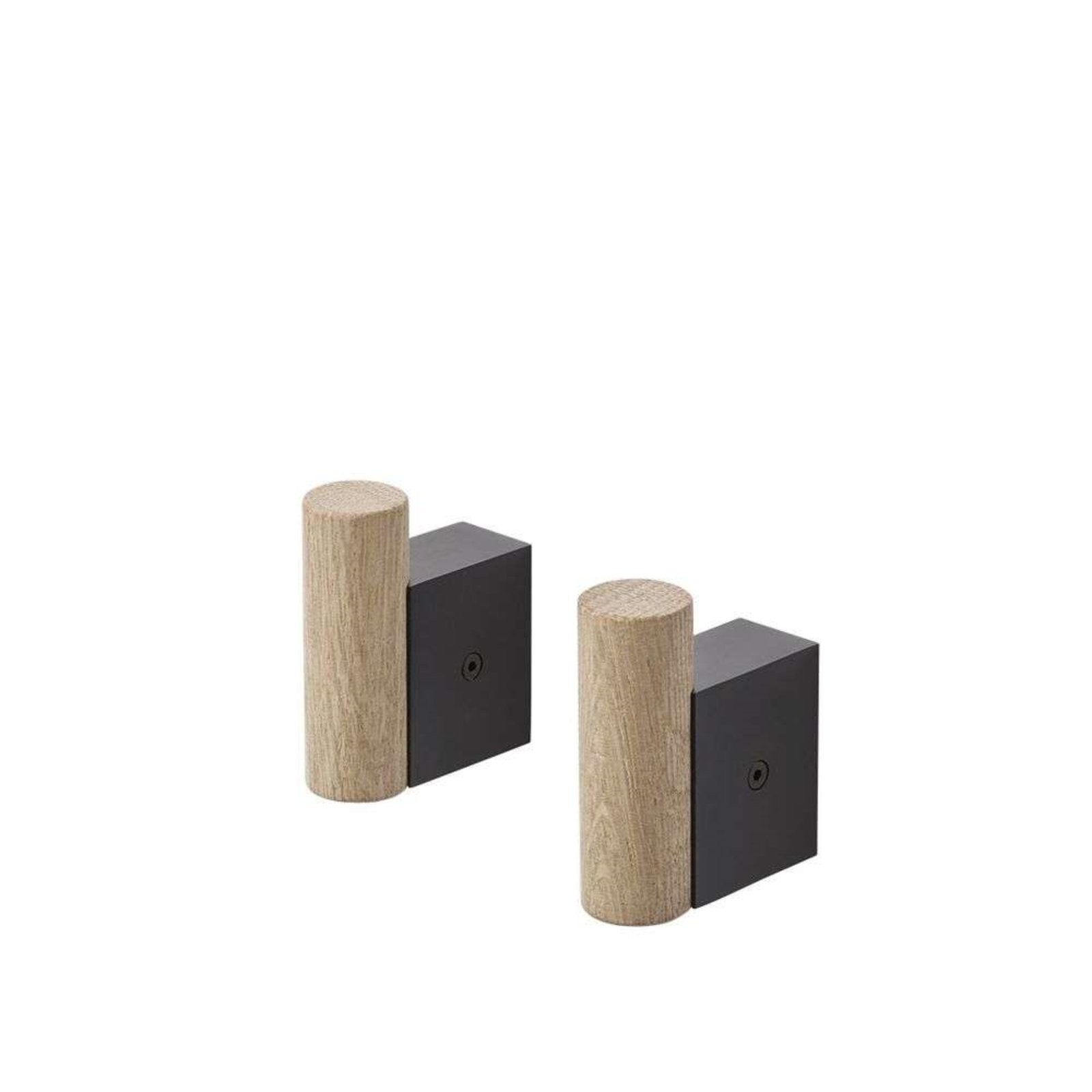 Attach Coat Hook Set of 2 Oak/Black - Muuto