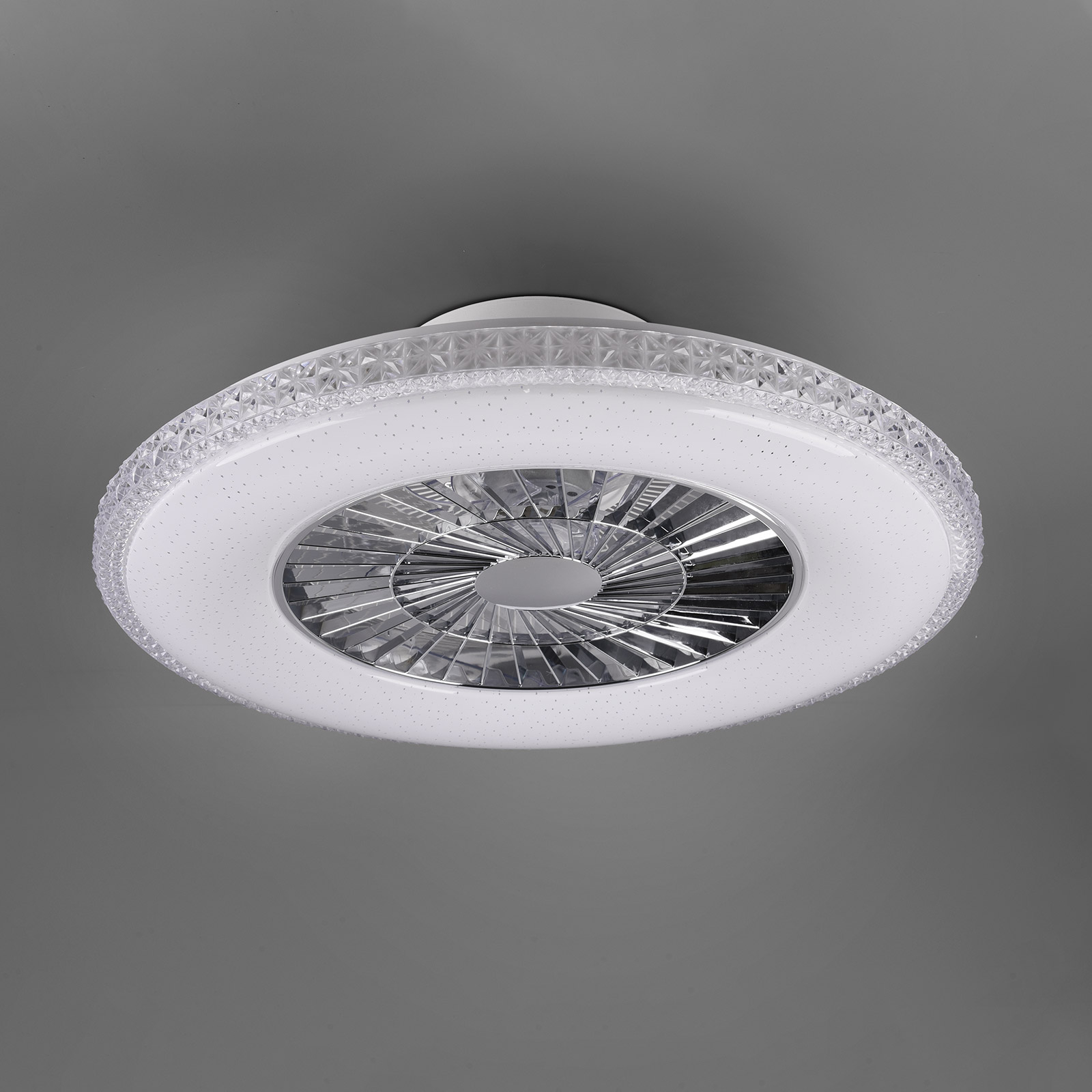 Ventilatore a pale LED Harstad, telaio cristallo