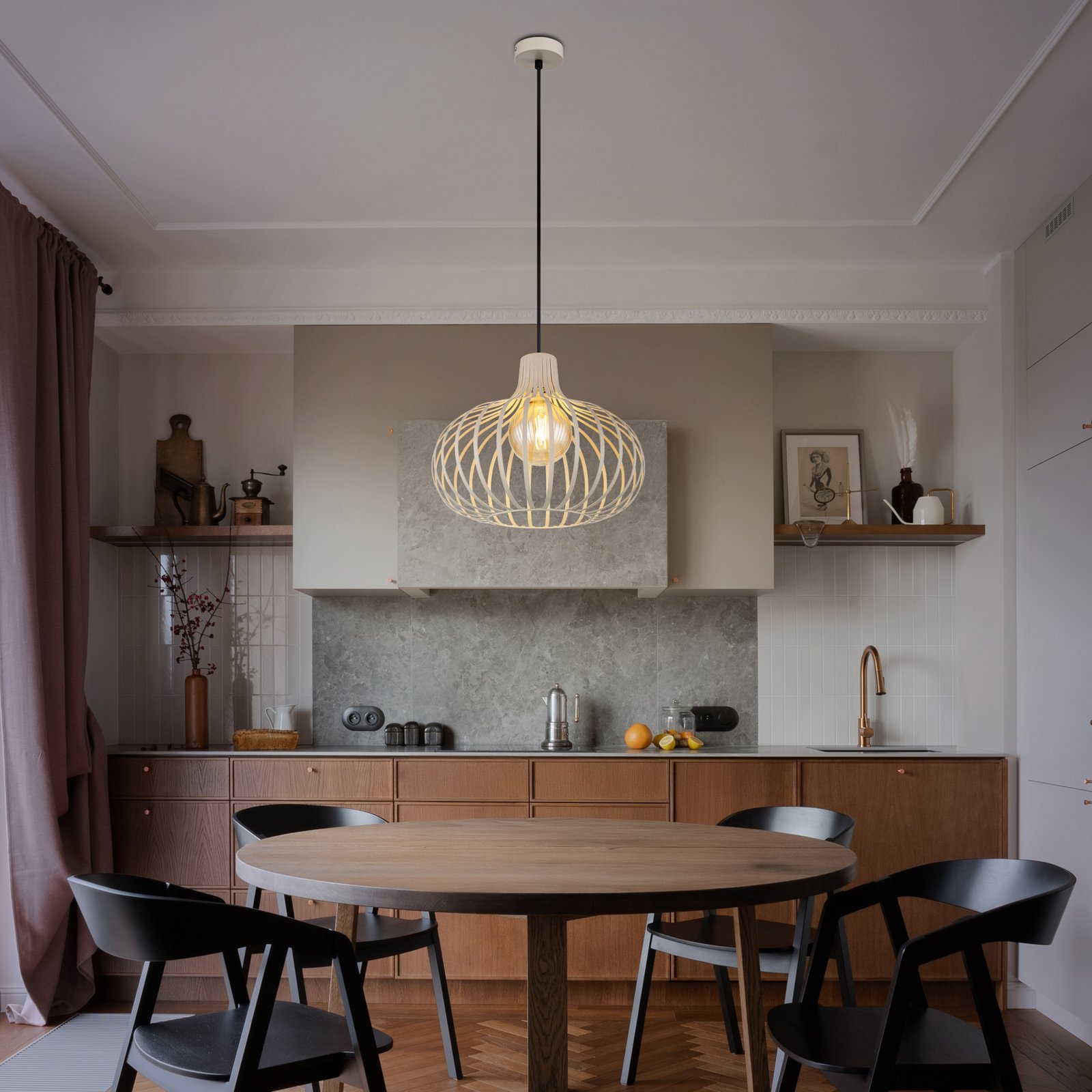 Pakabinamas šviestuvas Mateo, kreminės/smėlio spalvos, metalas, Ø 40 cm Pakabinamas šviestuvas Mateo, kreminės/smėlio spalvos, metalas, Ø 40 cm