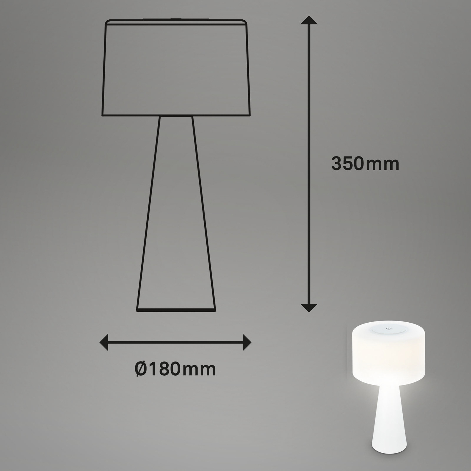 LED galda lampa Halo, ar akumulatoru, balta
