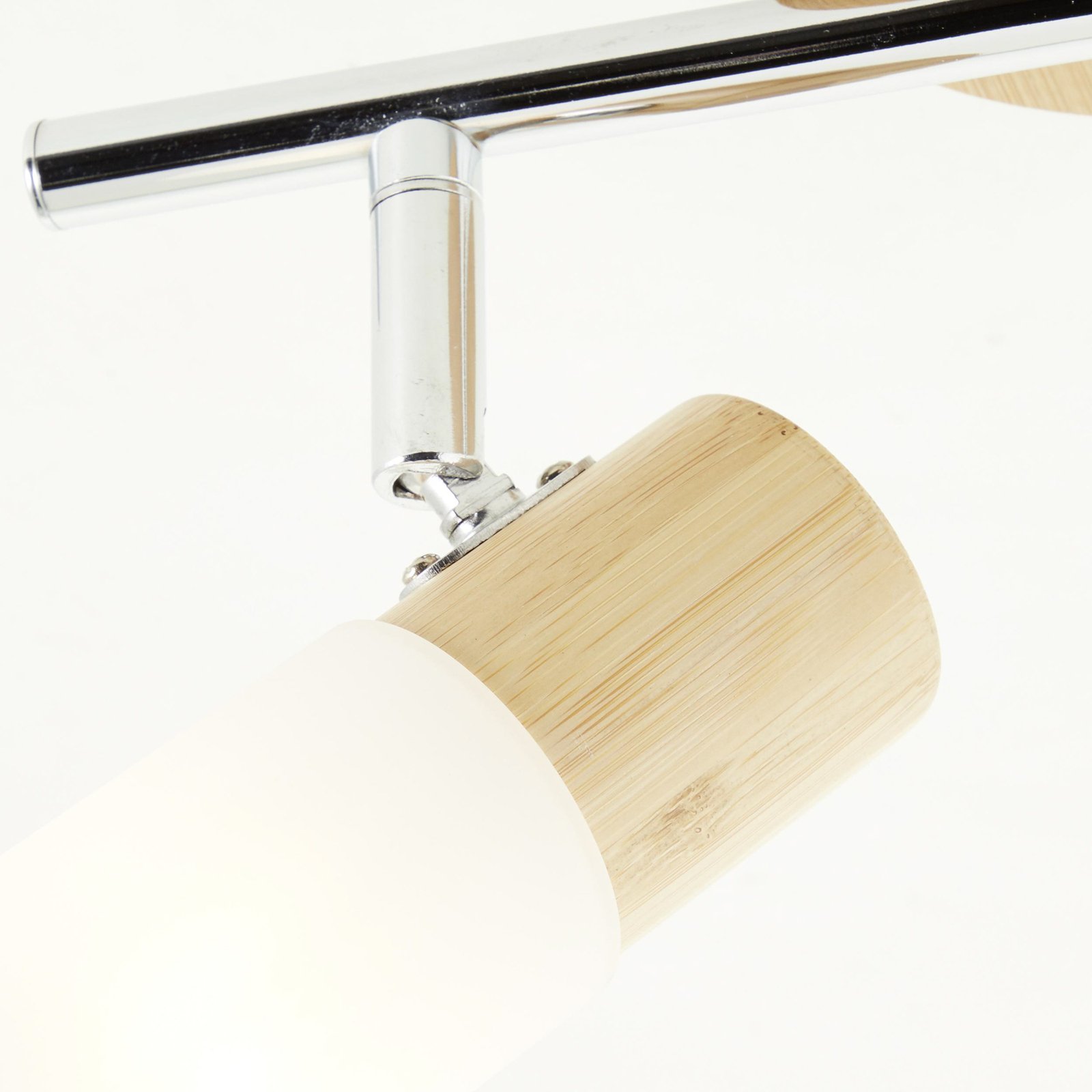 Spot pour plafond Babsan, longueur 27,5 cm, bois clair, à 2 lampes.