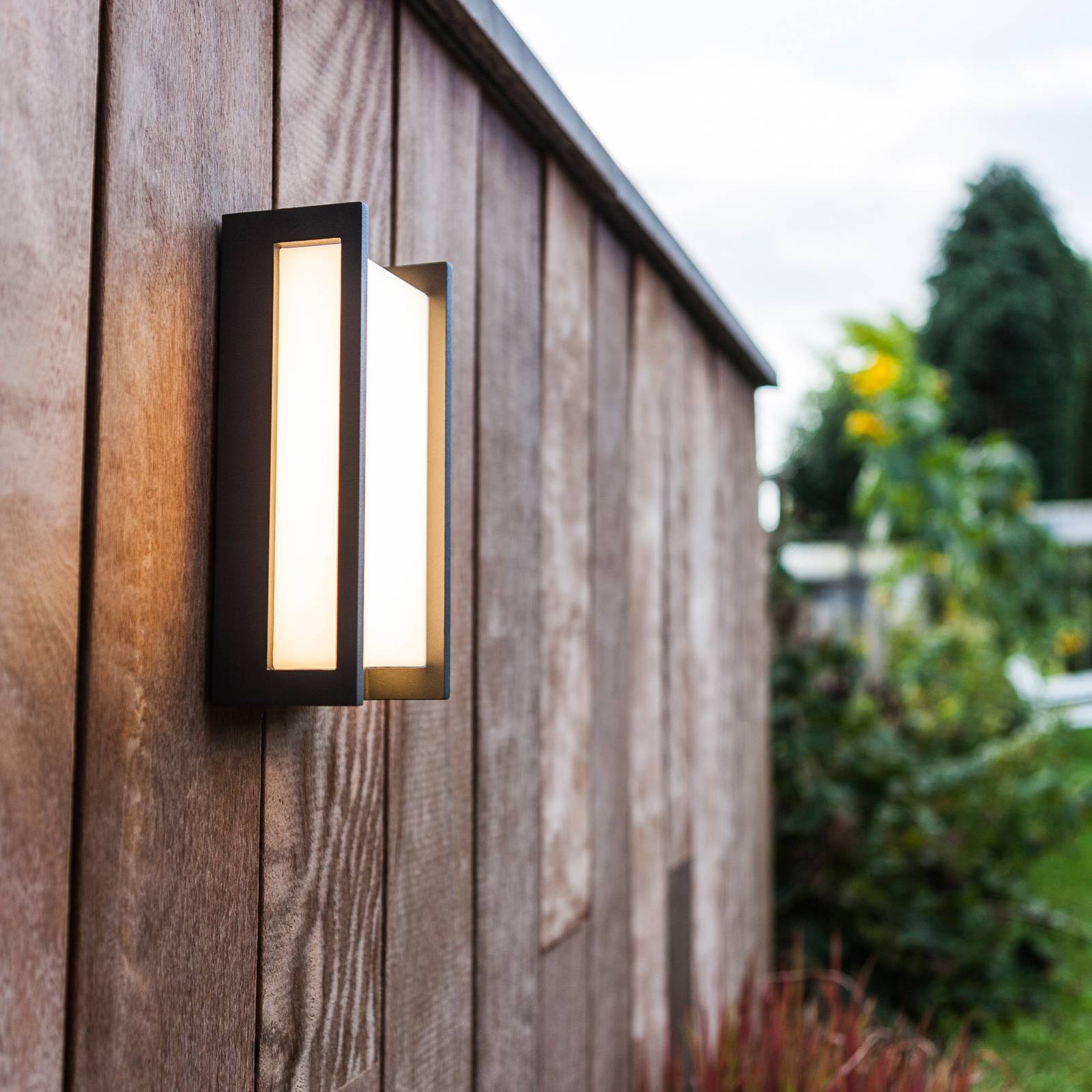  Lutec Led-außenwandlampe Qubo, Dunkelgrau, Höhe 22 Cm, Metall Ip54 