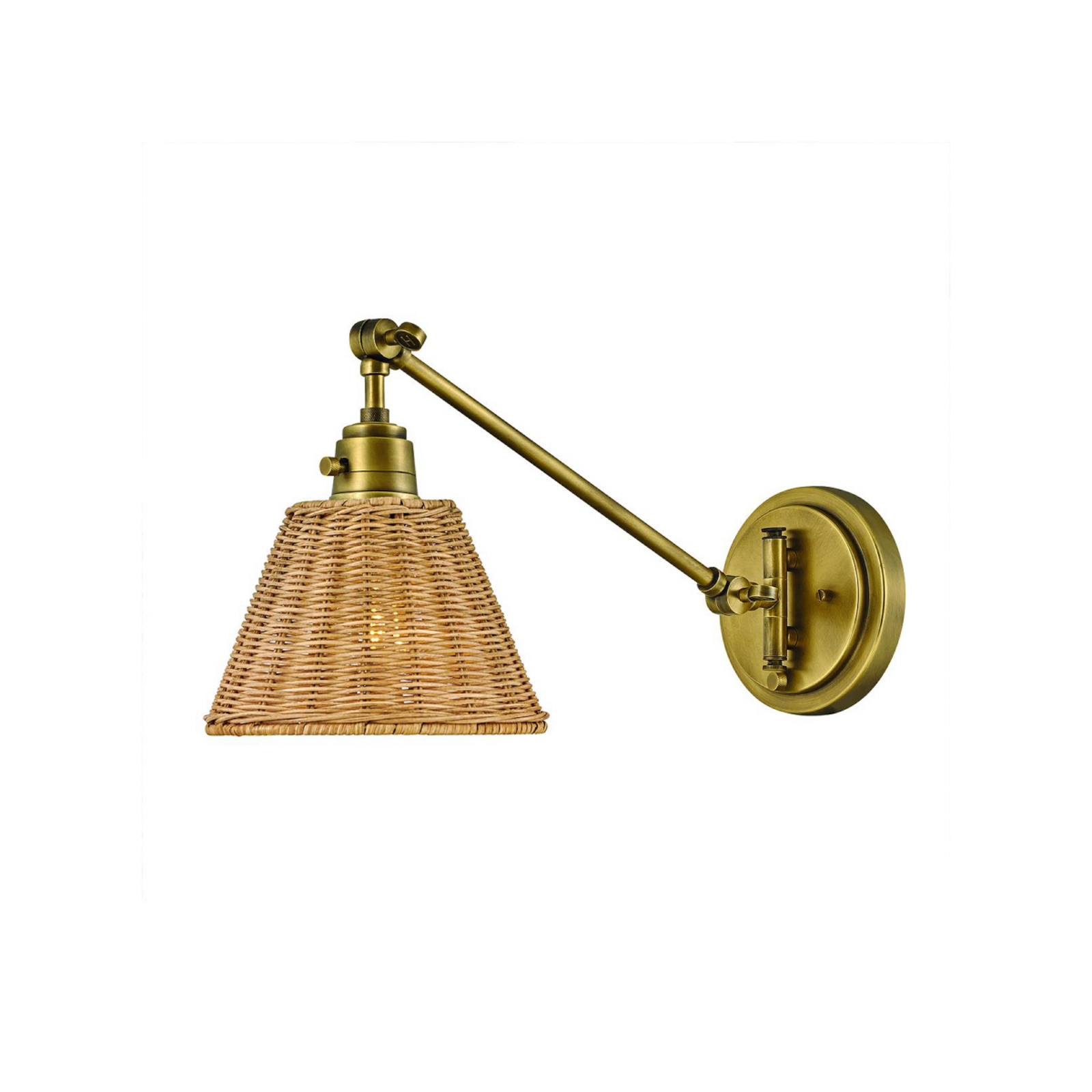 Væglampe Arti, messingfarvet/natur, Rattan, Stål