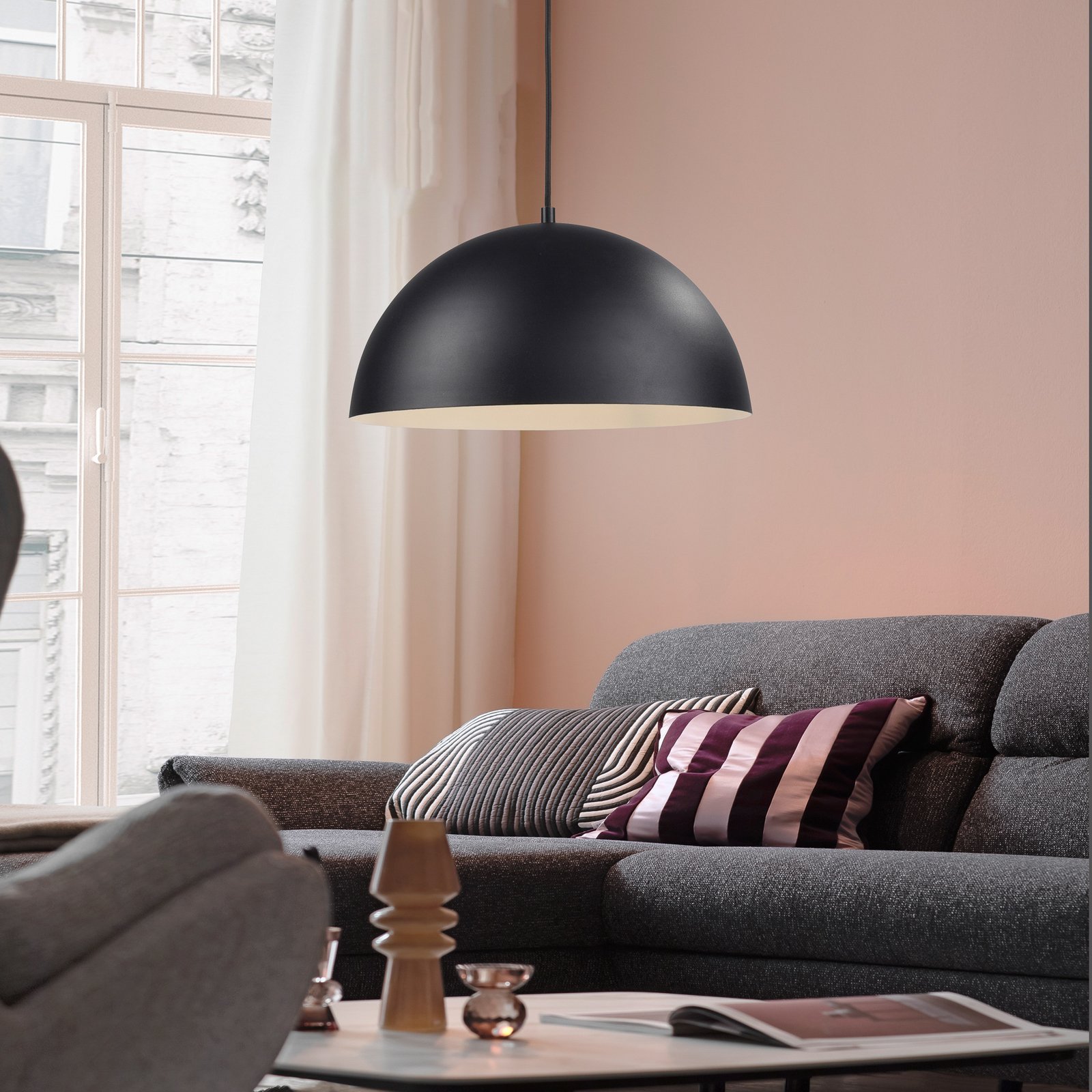 Schöner Wohnen Висяща лампа Ali черна, желязо, Ø 38 cm, E27