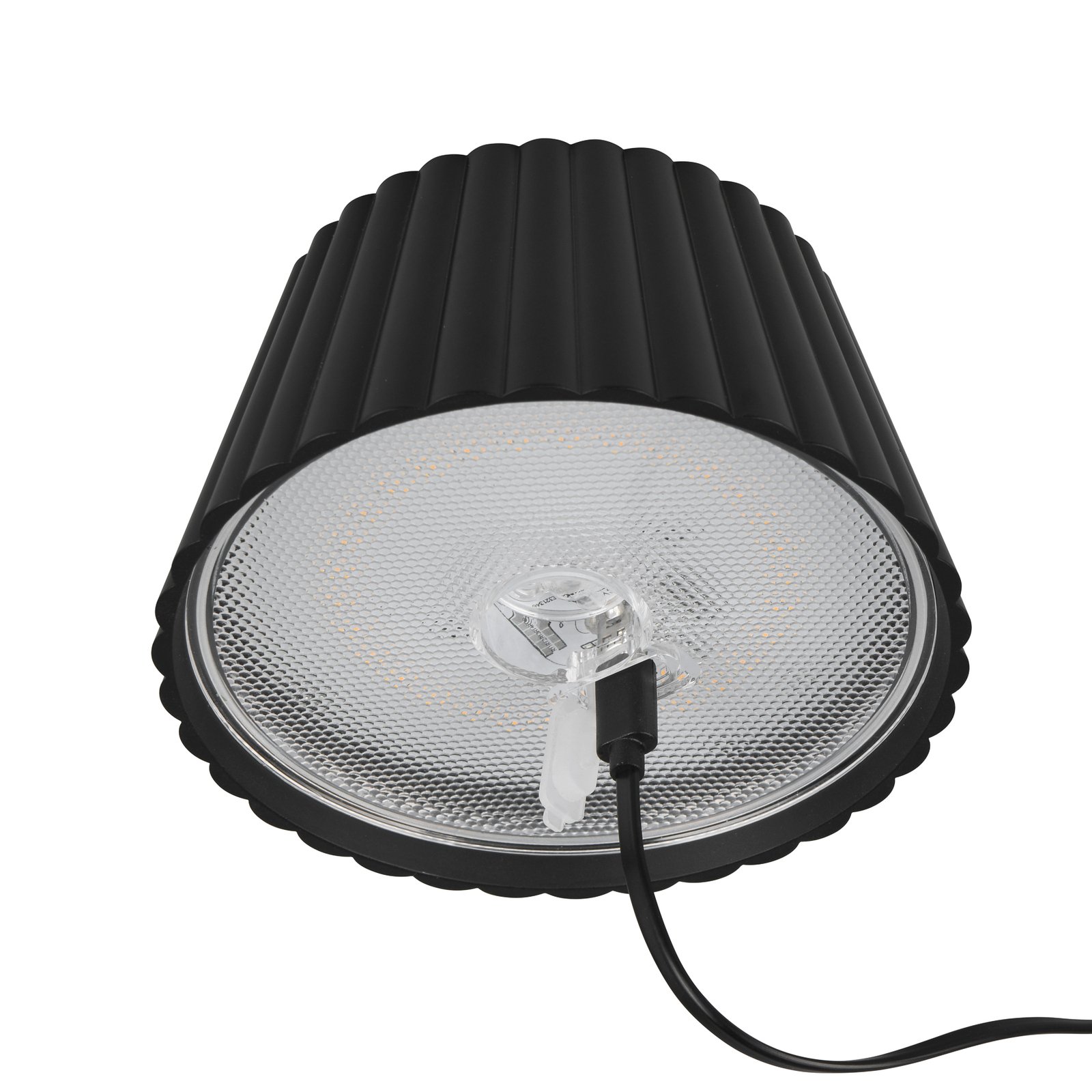 Suarez LED uzlādējama stāvlampa, melna, augstums 123 cm, metāls