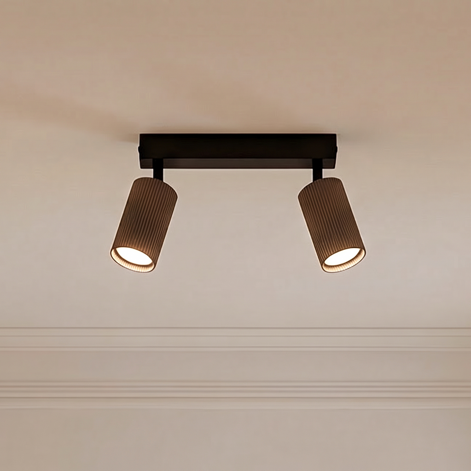 Griestu spīdums Tune, 2-degļu, brūns, metāls, garums 44 cm