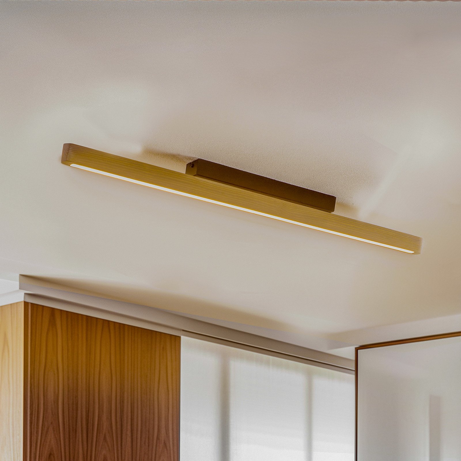 BRITOP Plafonieră LED Forrestal lungime 90 cm - Camera de zi / sufragerie - Modern - vopsit în gri negru - Lemn