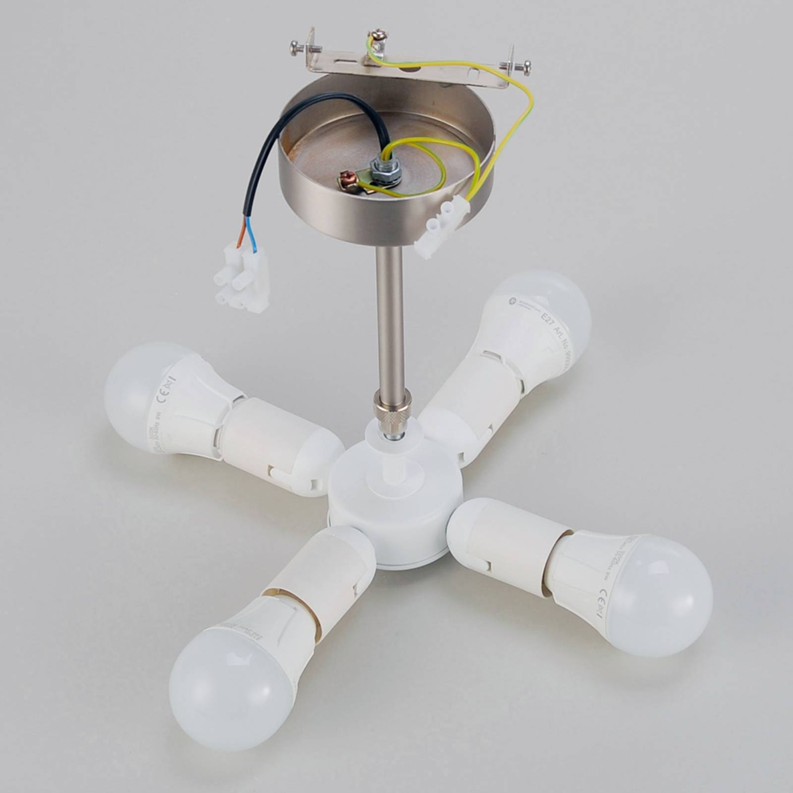 Lampa sufitowa Quitani Gala, Ø 50 cm, biała perkalowa