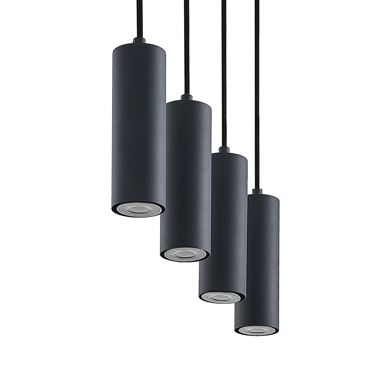 Maniva 4 Pendelleuchte Black/Wood - Lindby