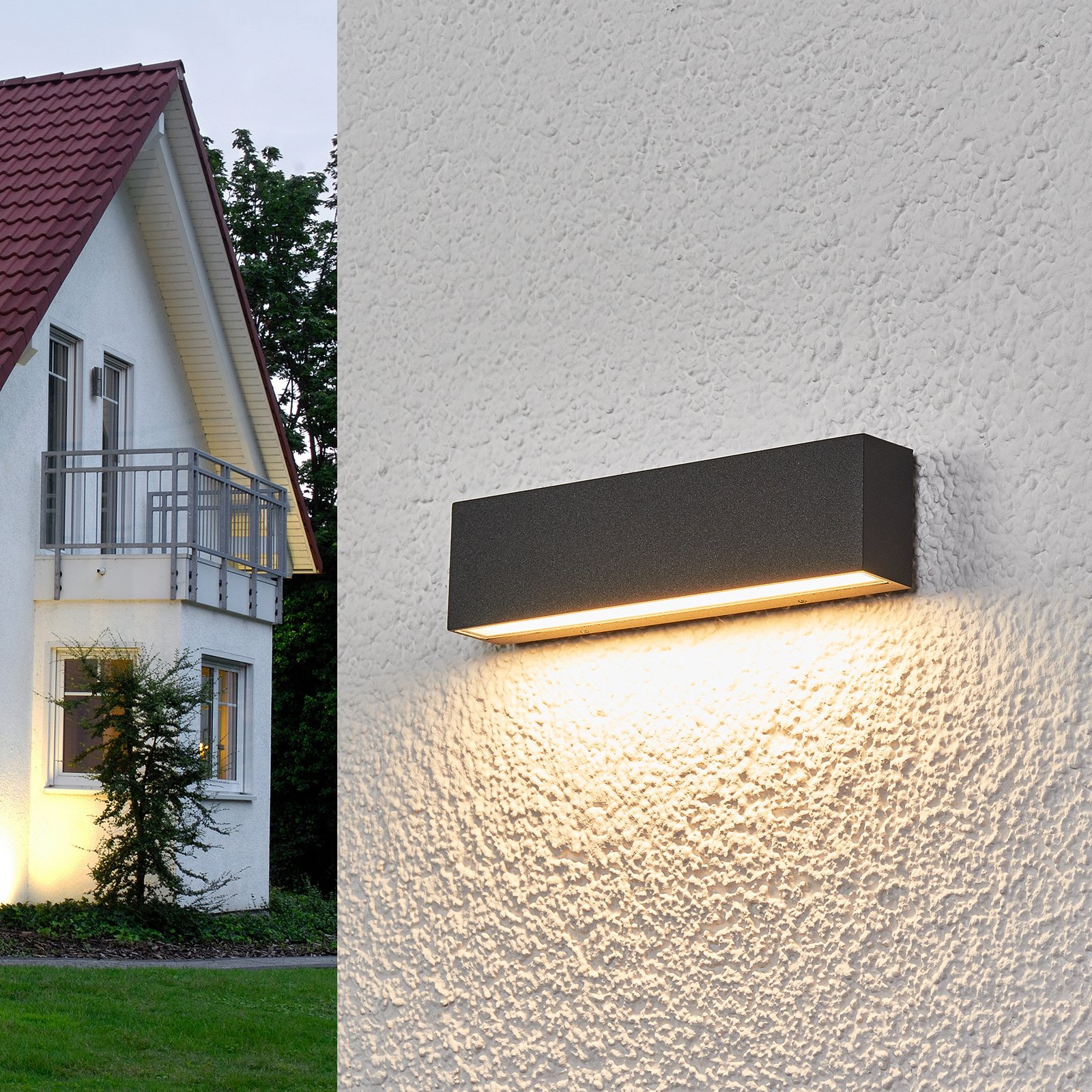 Elvira LED outdoor wall lamp, graphite grey, 3x