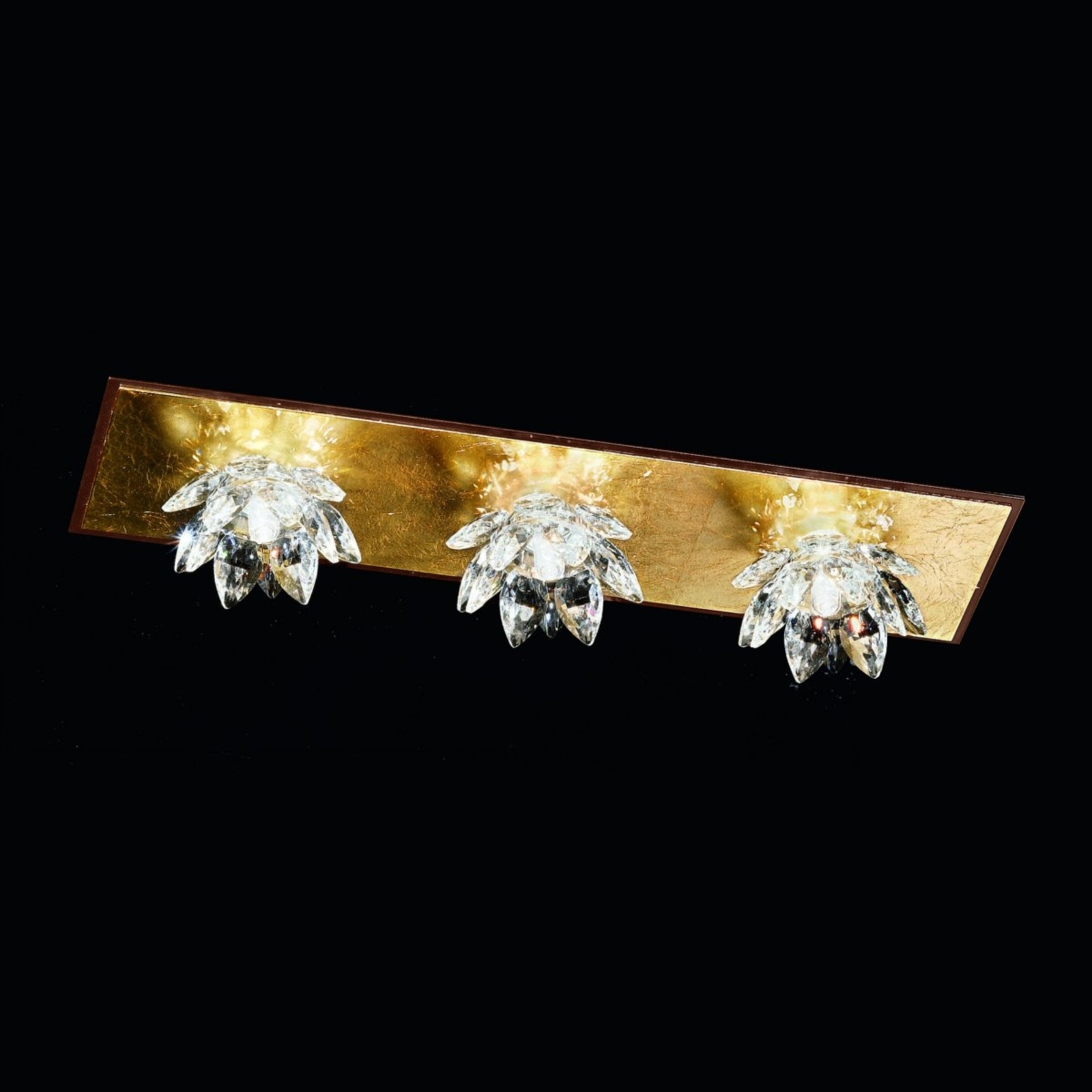Fiore-Deckenleuchte m. Blattgold u. Kristall