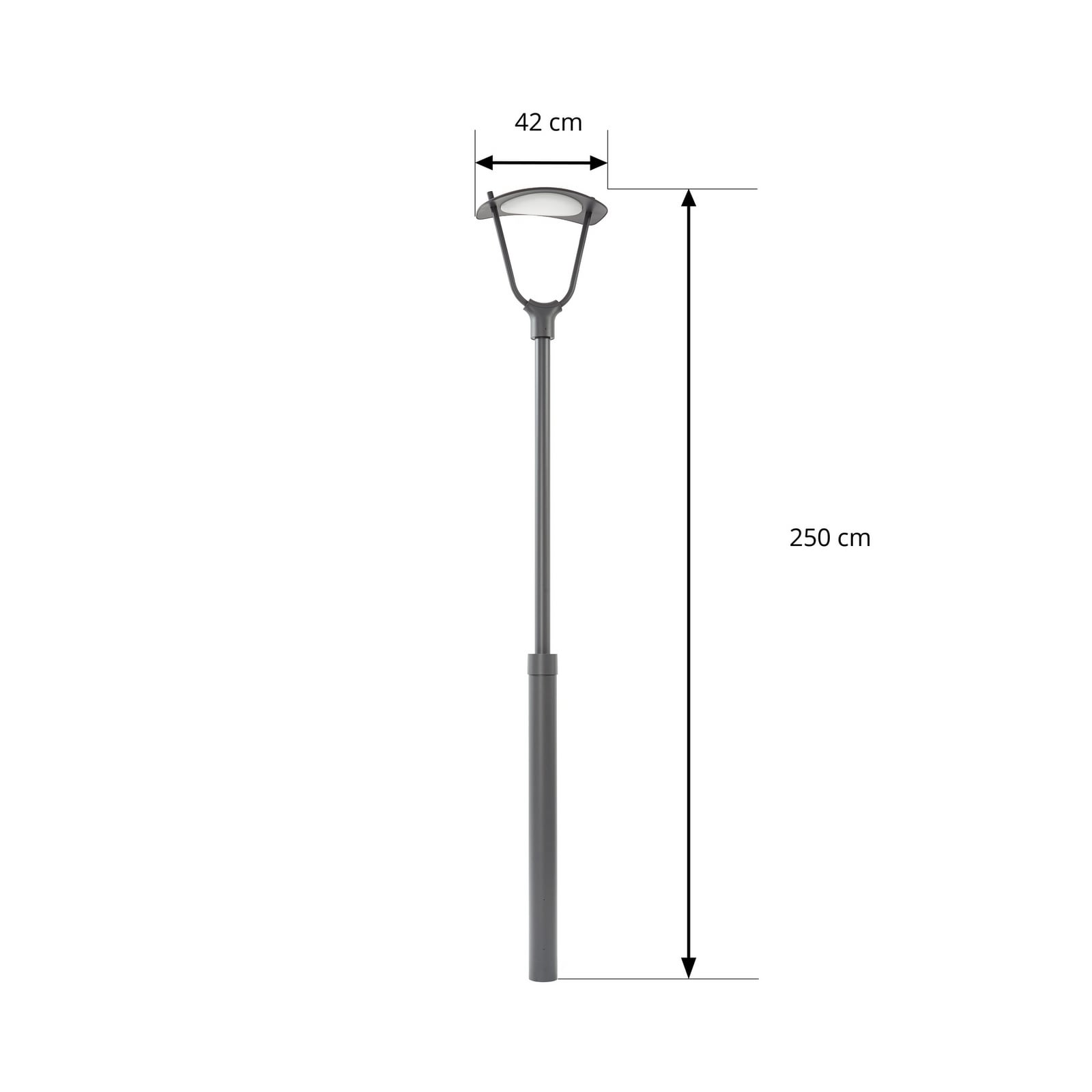 Tarasu LED vanjska svjetiljka, 250 cm, aluminij, siva, IP65 - Lucande