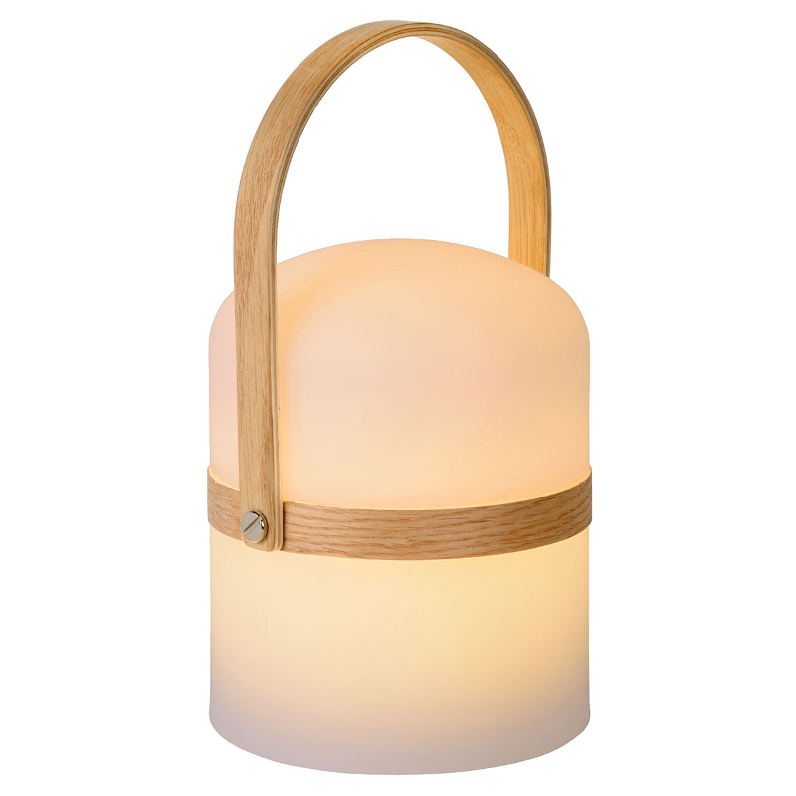 Lucide Portable LED table lamp Joe, indoors, outdoors, plastic, wood, 3 W, energy efficiency: A+, H: 26.5 cm