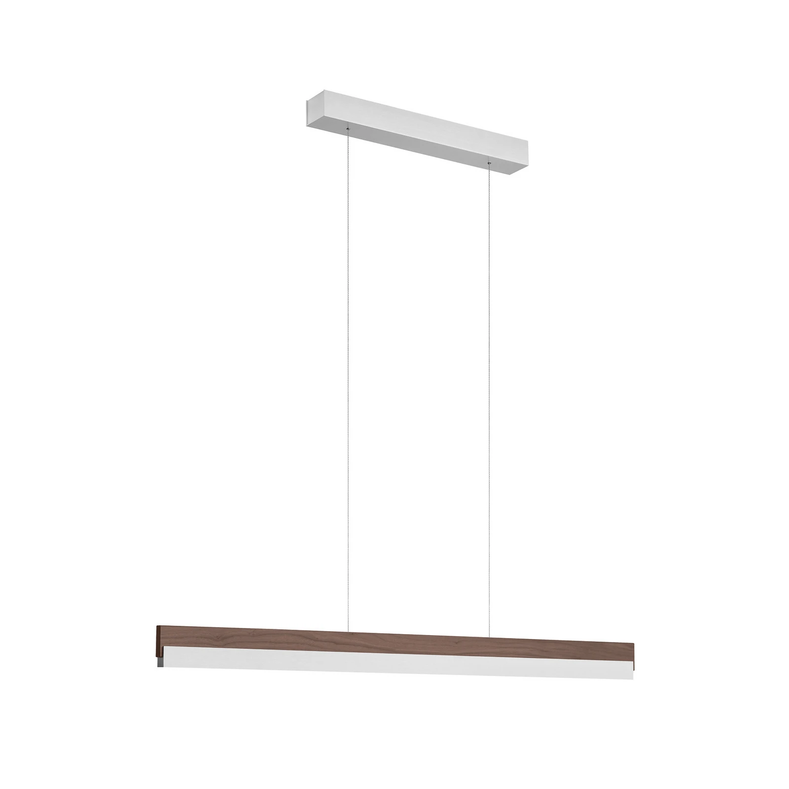 Quitani LED κρεμαστό φωτιστικό Keijo, νικέλιο/καρυδιά, 103 cm