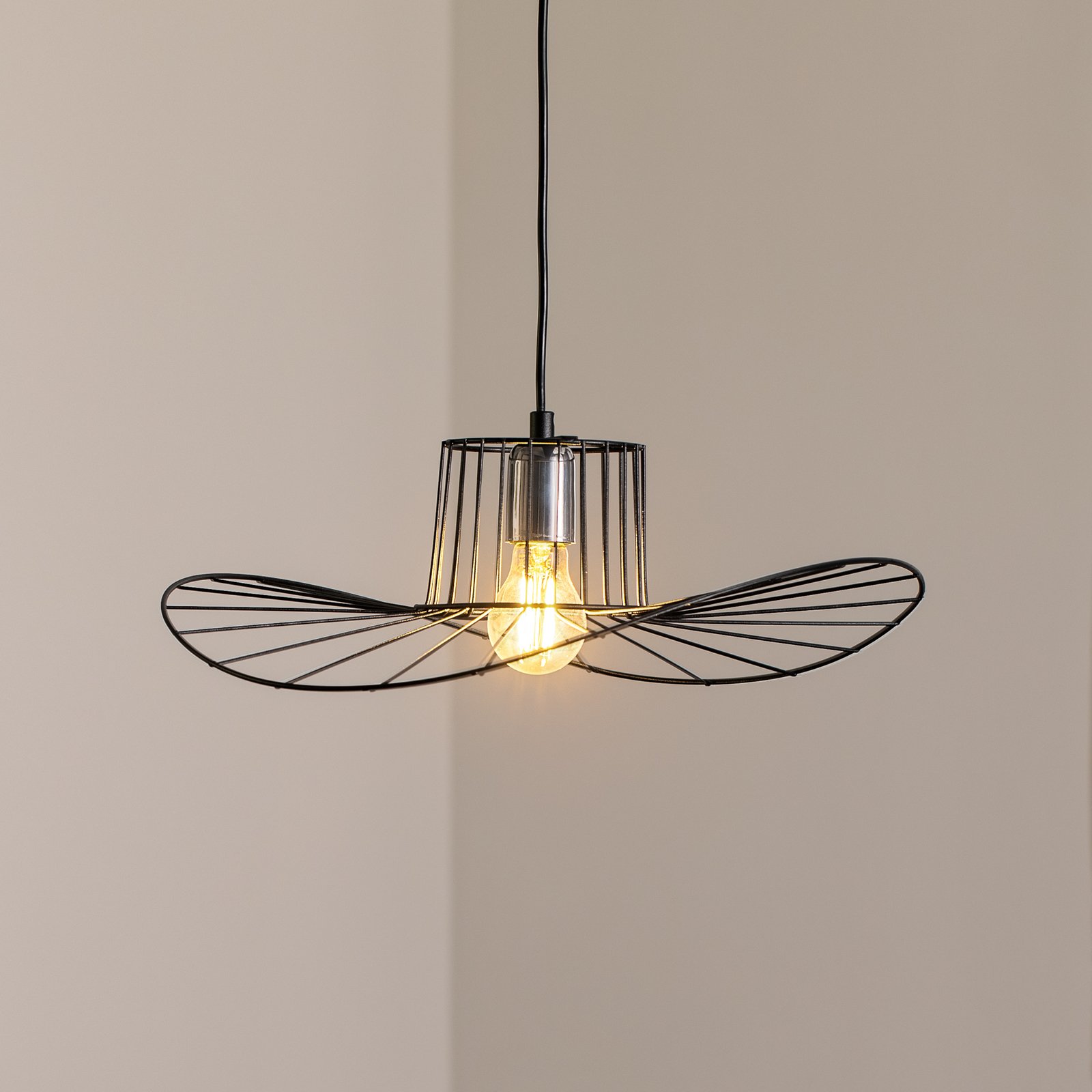 Piekaramais gaismeklis Tel, melns, Ø 50 cm, metāls