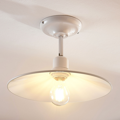 Hvit taklampe i metall Phinea, vintageutseende