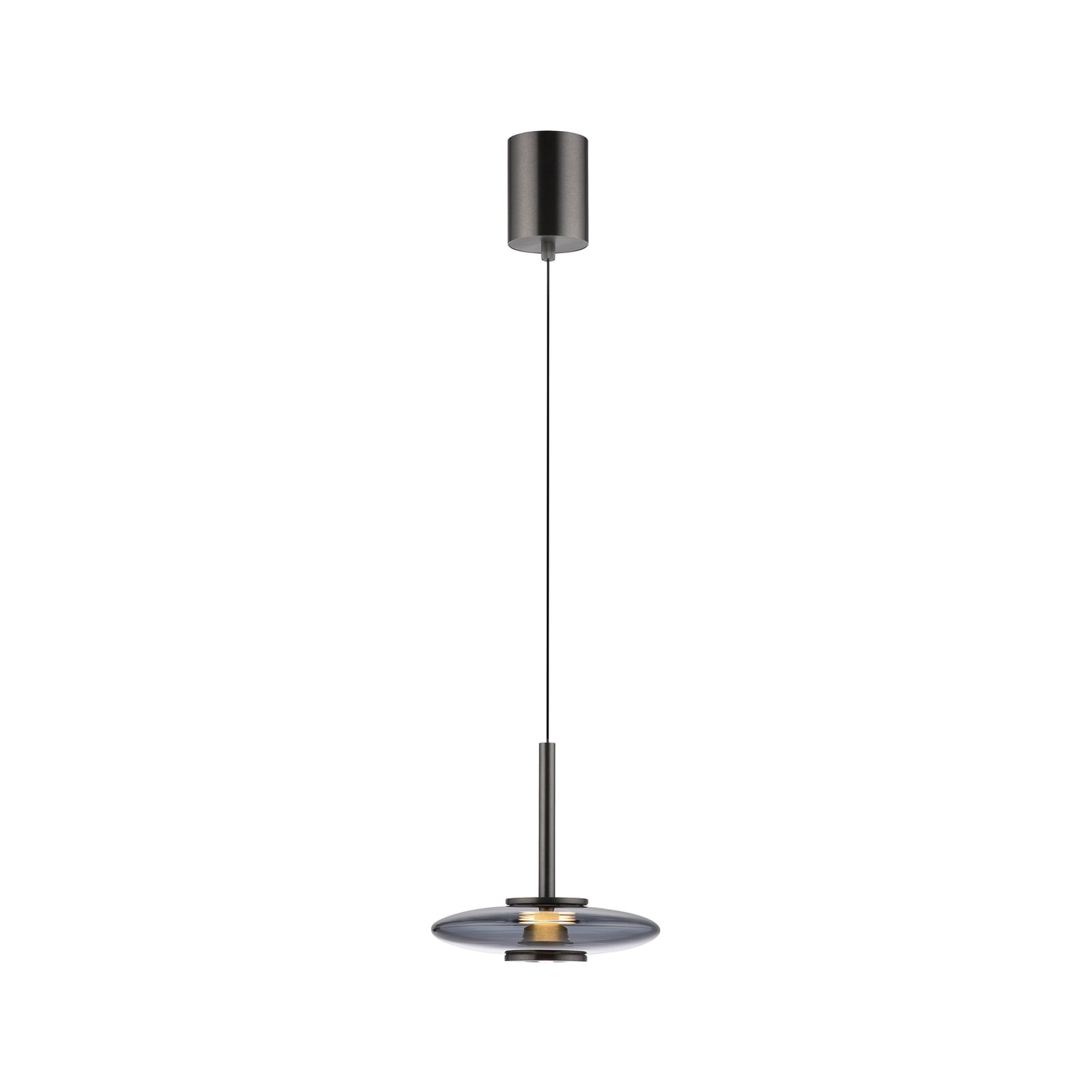 Suspension LED Vitrum, grise, verre/aluminium, Ø 22 cm - PURE
