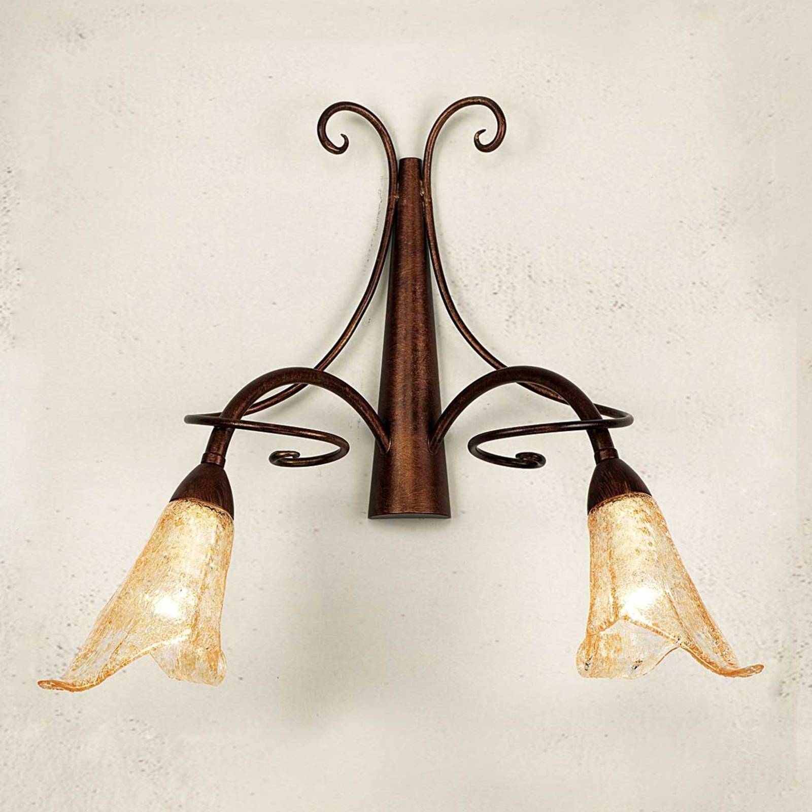 Wall light Riccardo with floral glass lampshades
