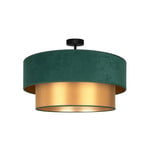 Plafoniera Dorina, verde/oro, Ø 60 cm, tessuto, E27 - Duolla