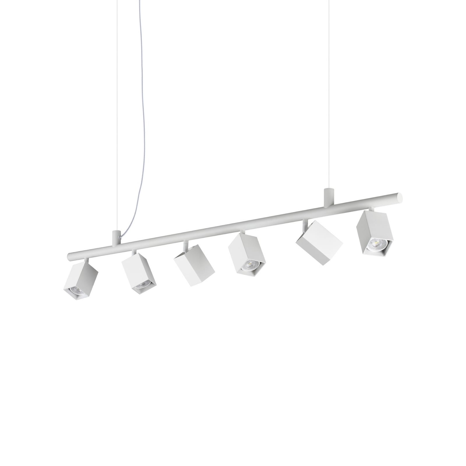 Lampada a sospensione IDEAL LUX Dynamite Square, bianca, a 6 luci Lampada a sospensione IDEAL LUX Dynamite Square, bianca, a 6 luci