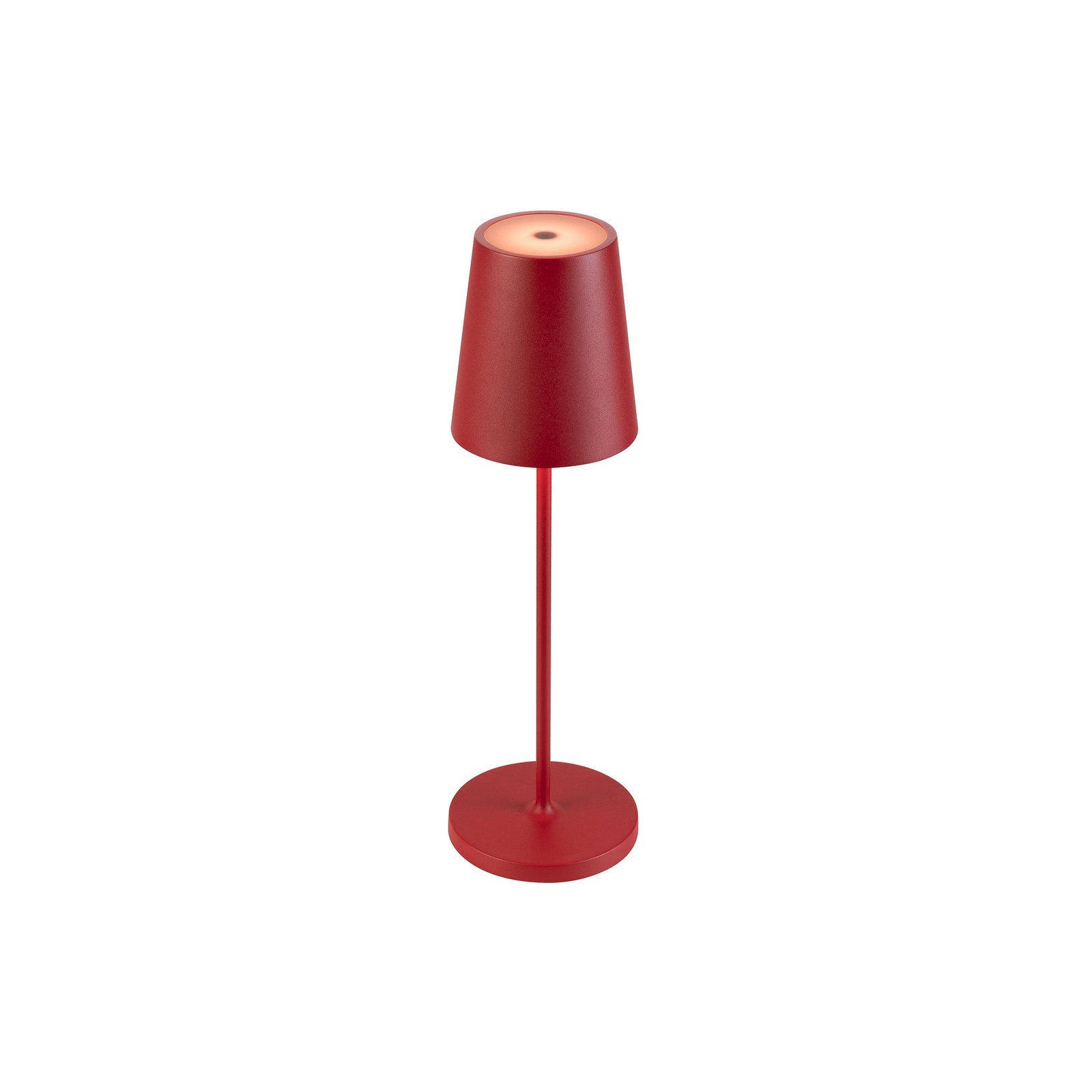 SLV LED rechargeable lamp Vinolina Two, red, aluminium, Ø 11 cm, IP65, CCT
