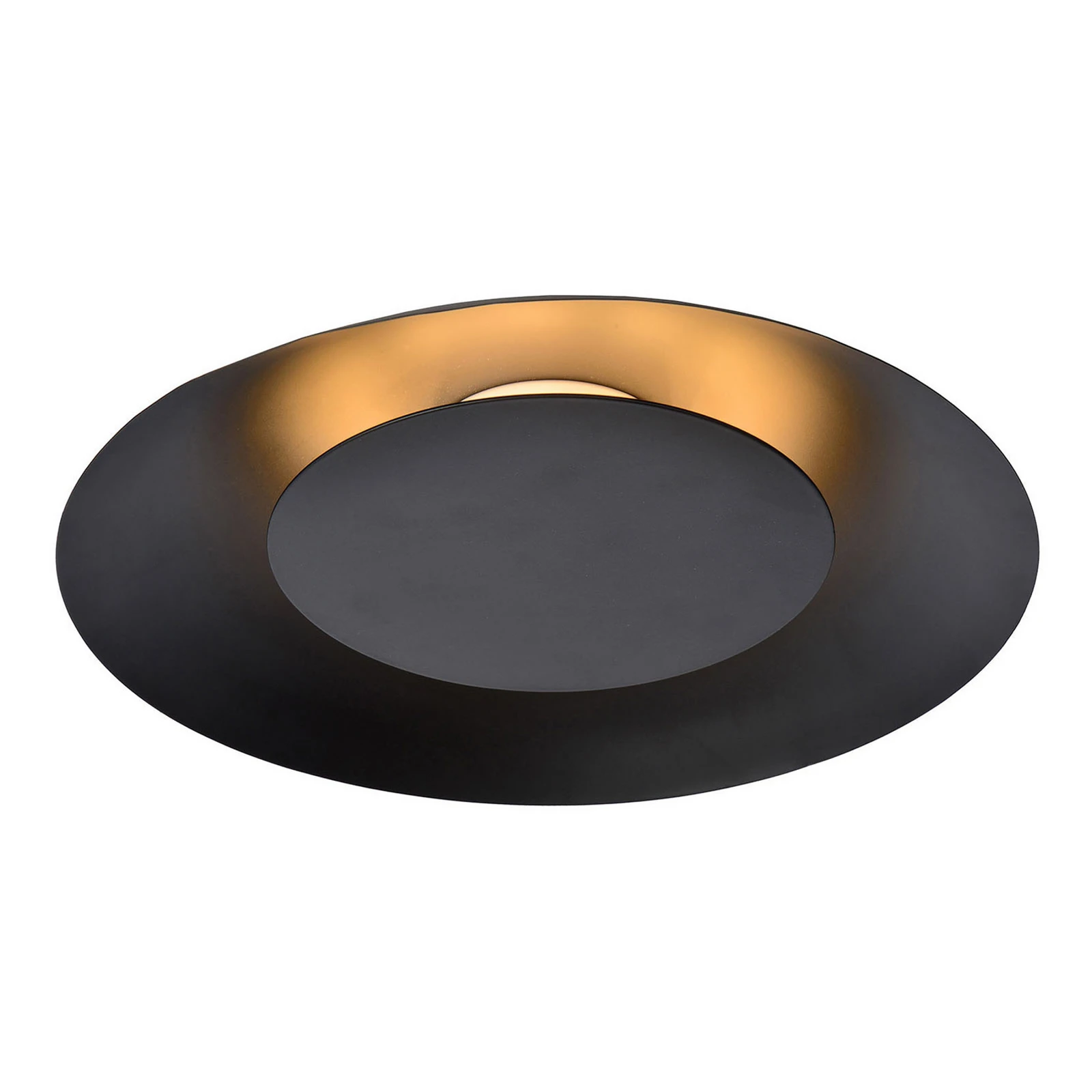 Plafonnier LED Foskal en noir, Ø 34,5 cm
