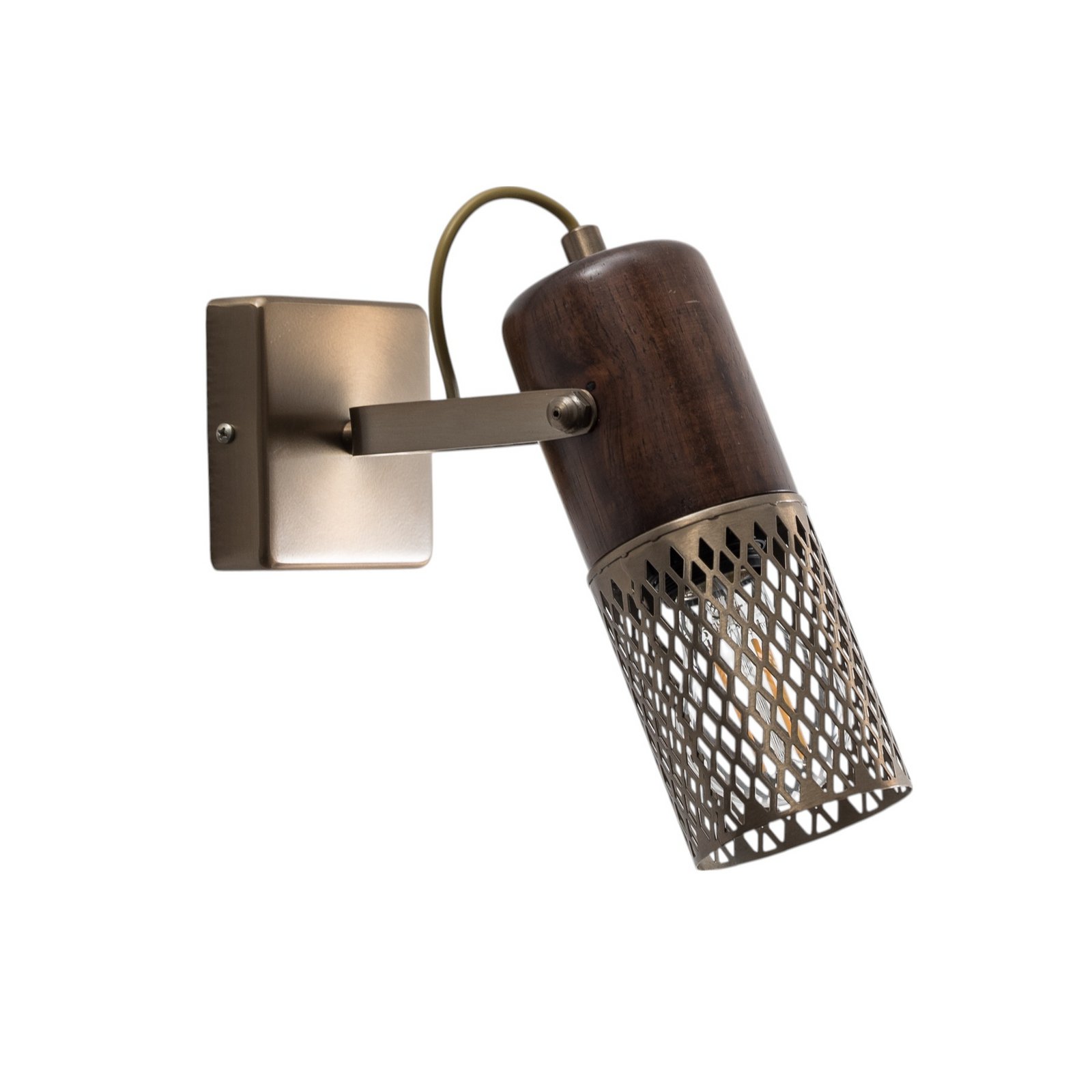 Wandleuchte Albrecht, gold antik, Höhe 12 cm, Metall/Holz