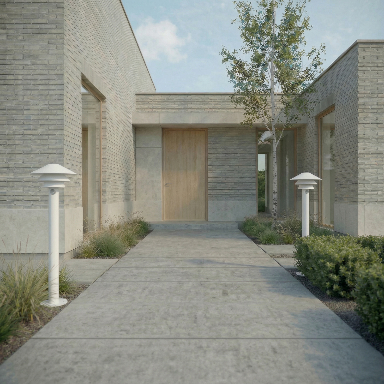 Lucande Montaro LED path light, 110 cm, white, with sensor