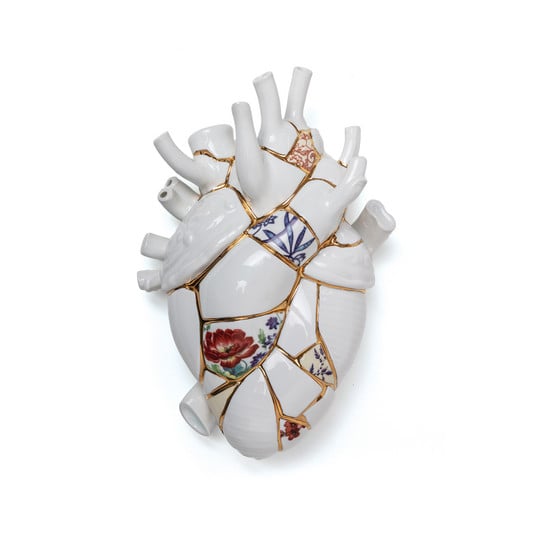 Love In Bloom Kintsugi Porcelain Heart Maljakko - Seletti