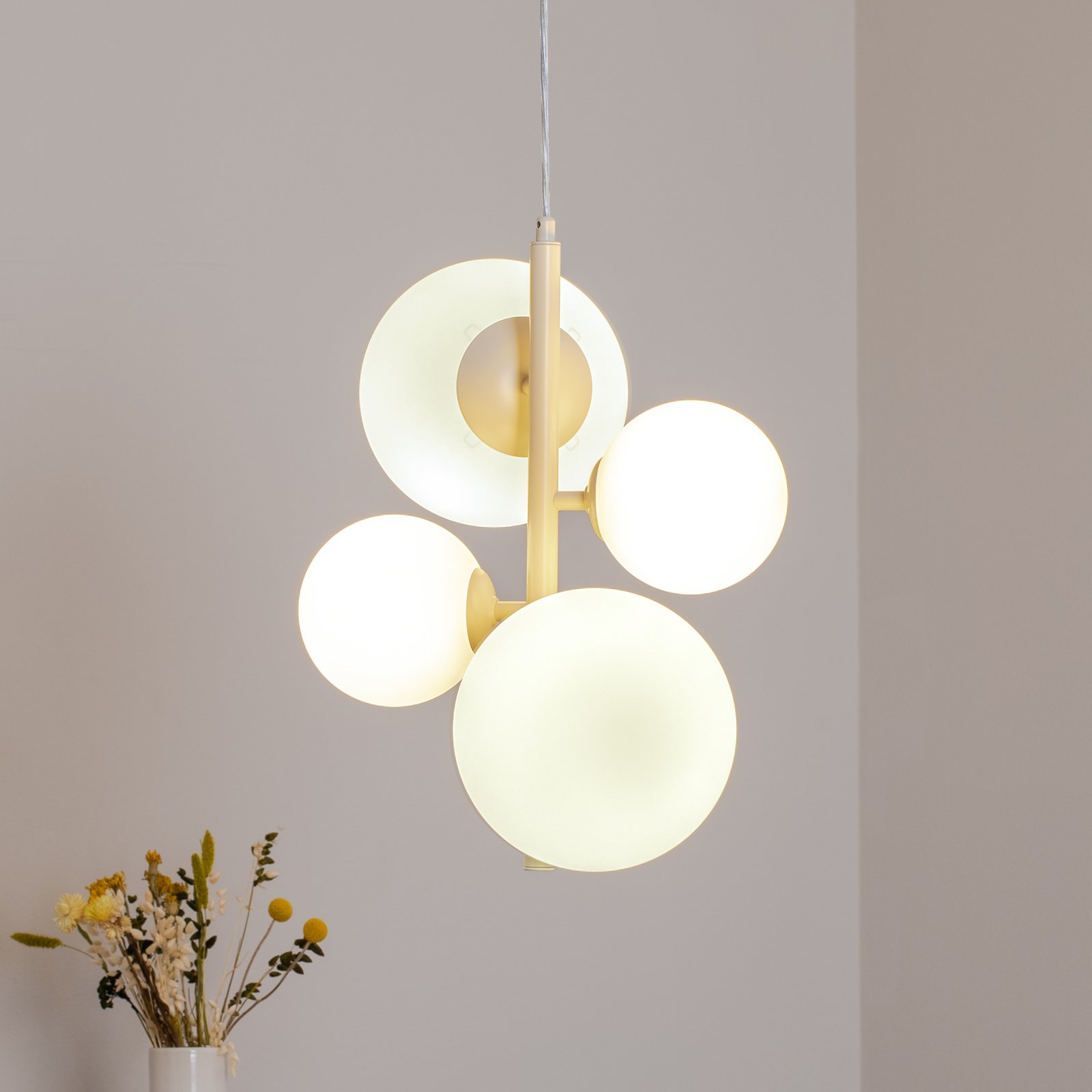 Hängeleuchte Dione, opal/creme, 4-flammig