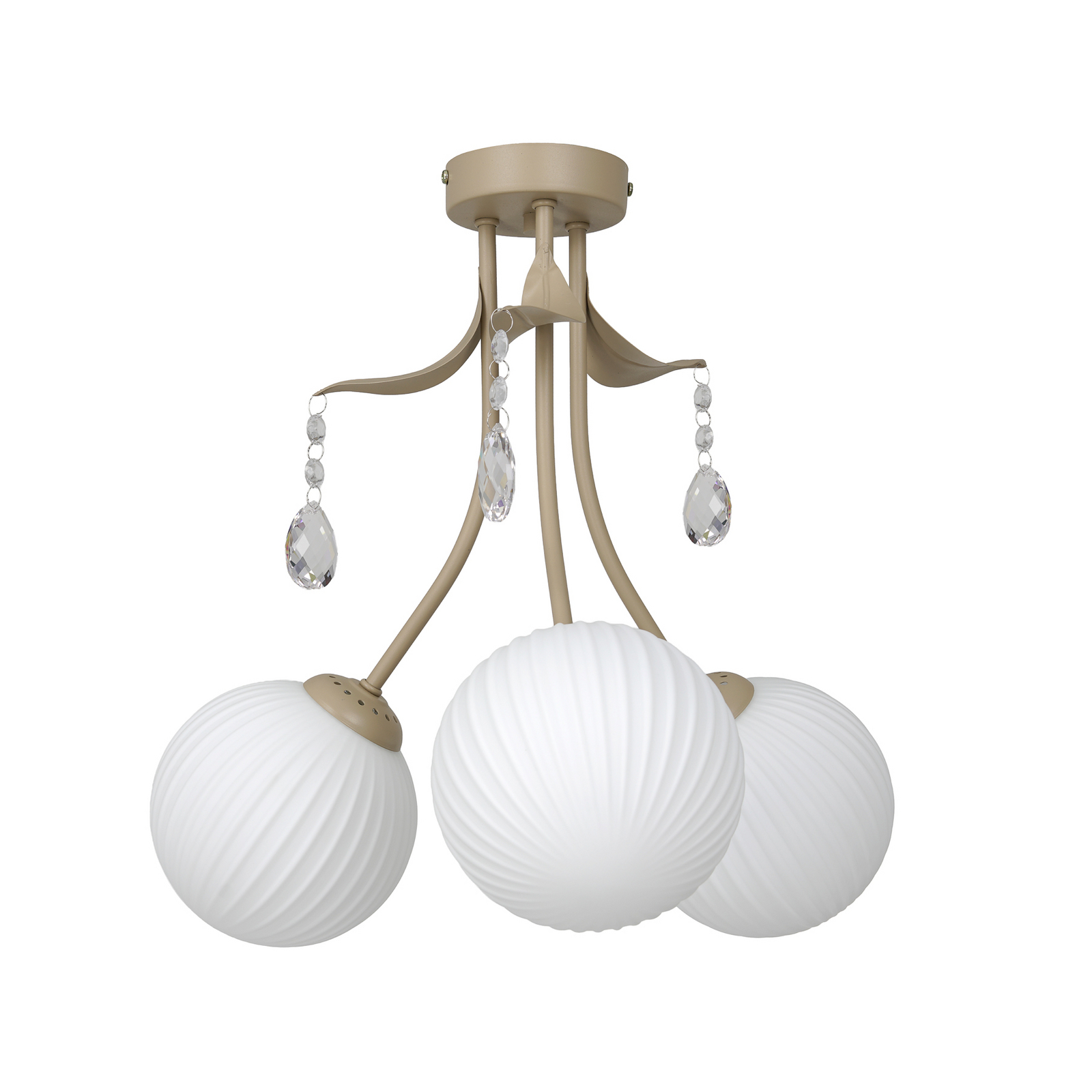 Plafonnier Celeste, taupe, Ø 40 cm, métal, à 3 lampes