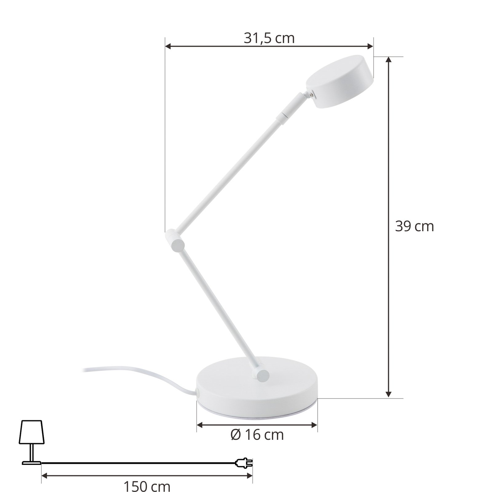 Lampada da tavolo Lindby Jyla, 36 cm, bianco opaco, GX53, flessibile