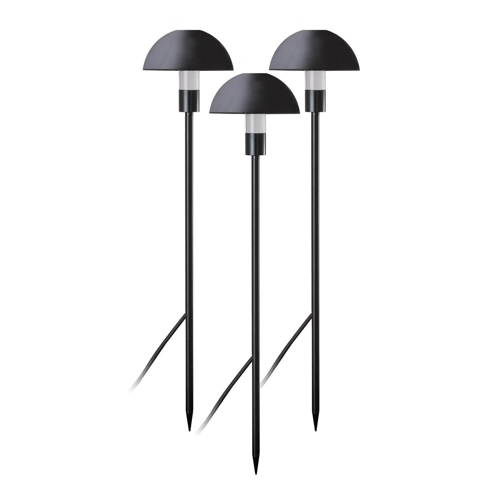 Lindby Lordy LED-lampe med jordspyd, 3 stykk - Sort