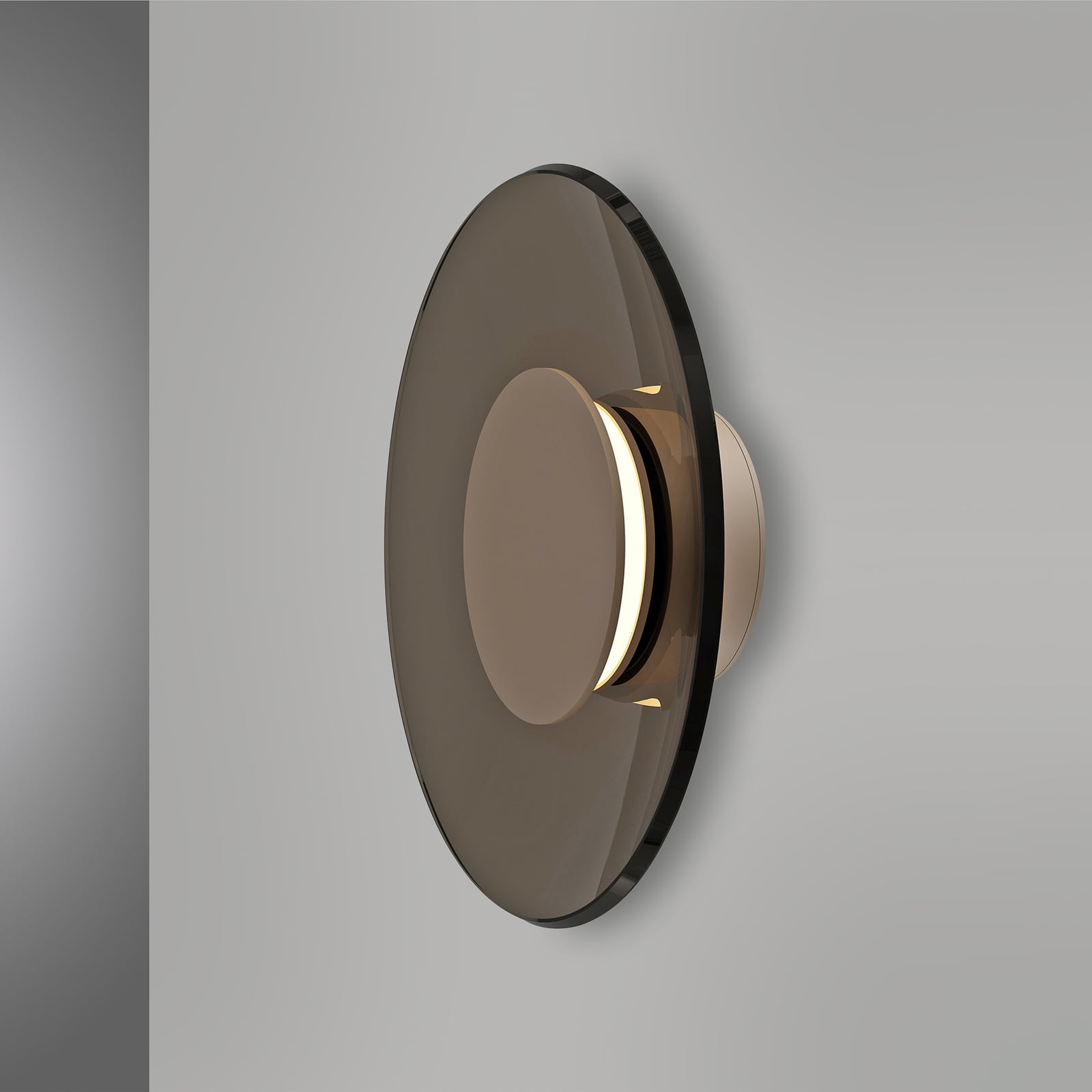 Moon LED-Wandlampe, bronce, Ø32cm, Amberglas (dunkel) - PURE Moon LED-Wandlampe, bronce, Ø32cm, Amberglas (dunkel) - PURE