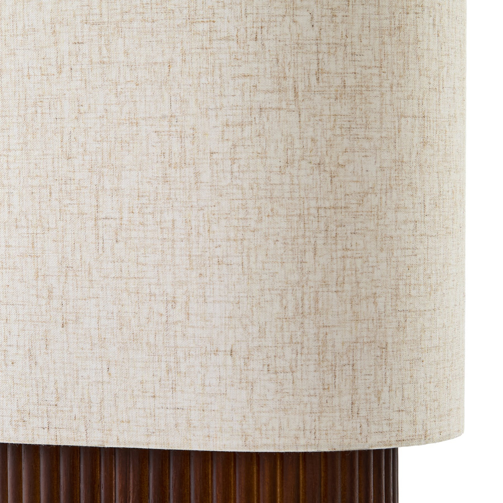 Kimiko gulvlampe, valnøddetræ, tekstil, højde 100 cm, E27 – Lindby