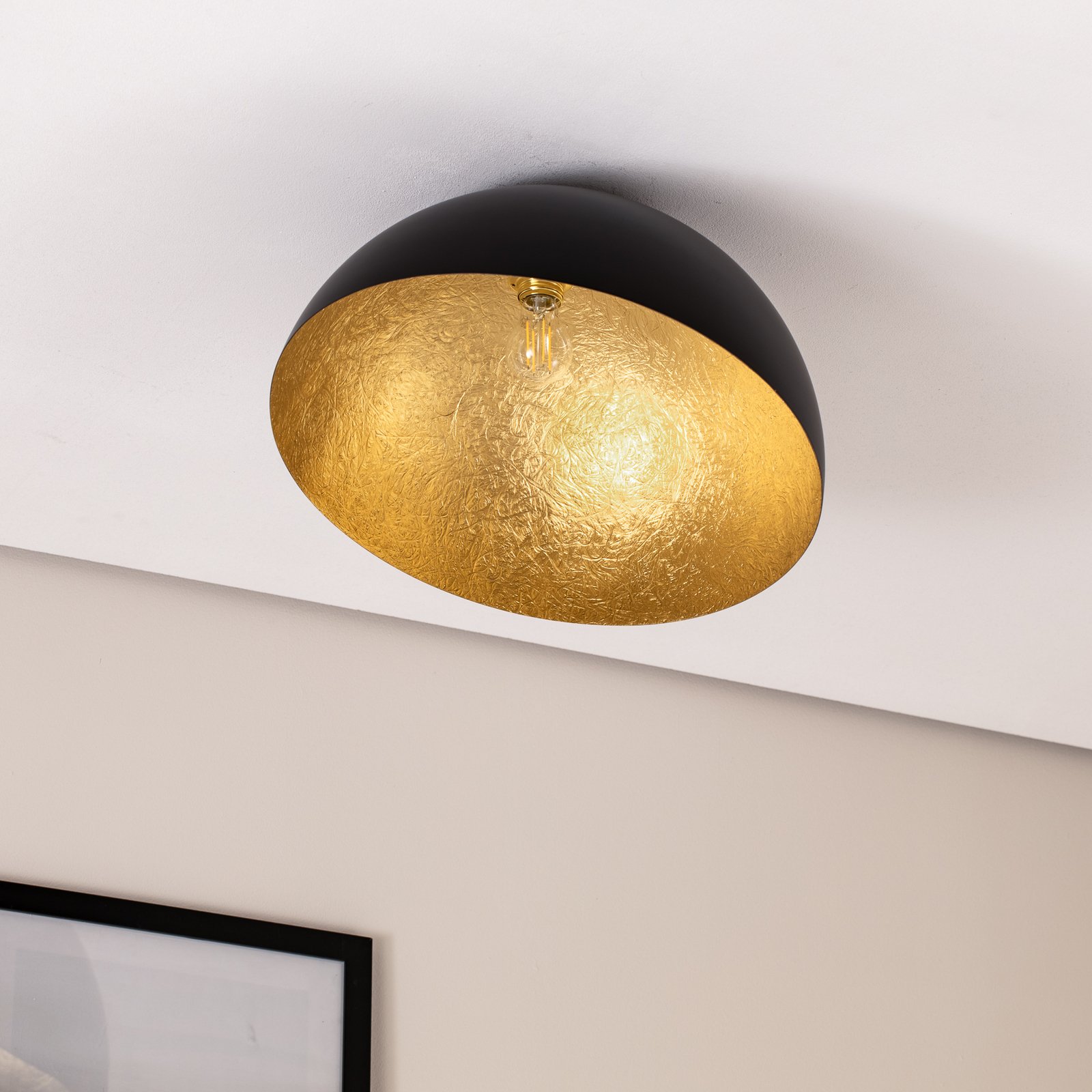 Lampa sufitowa Sfera, Ø 50 cm, czarna/złota