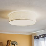 Canvas ceiling light, beige, round