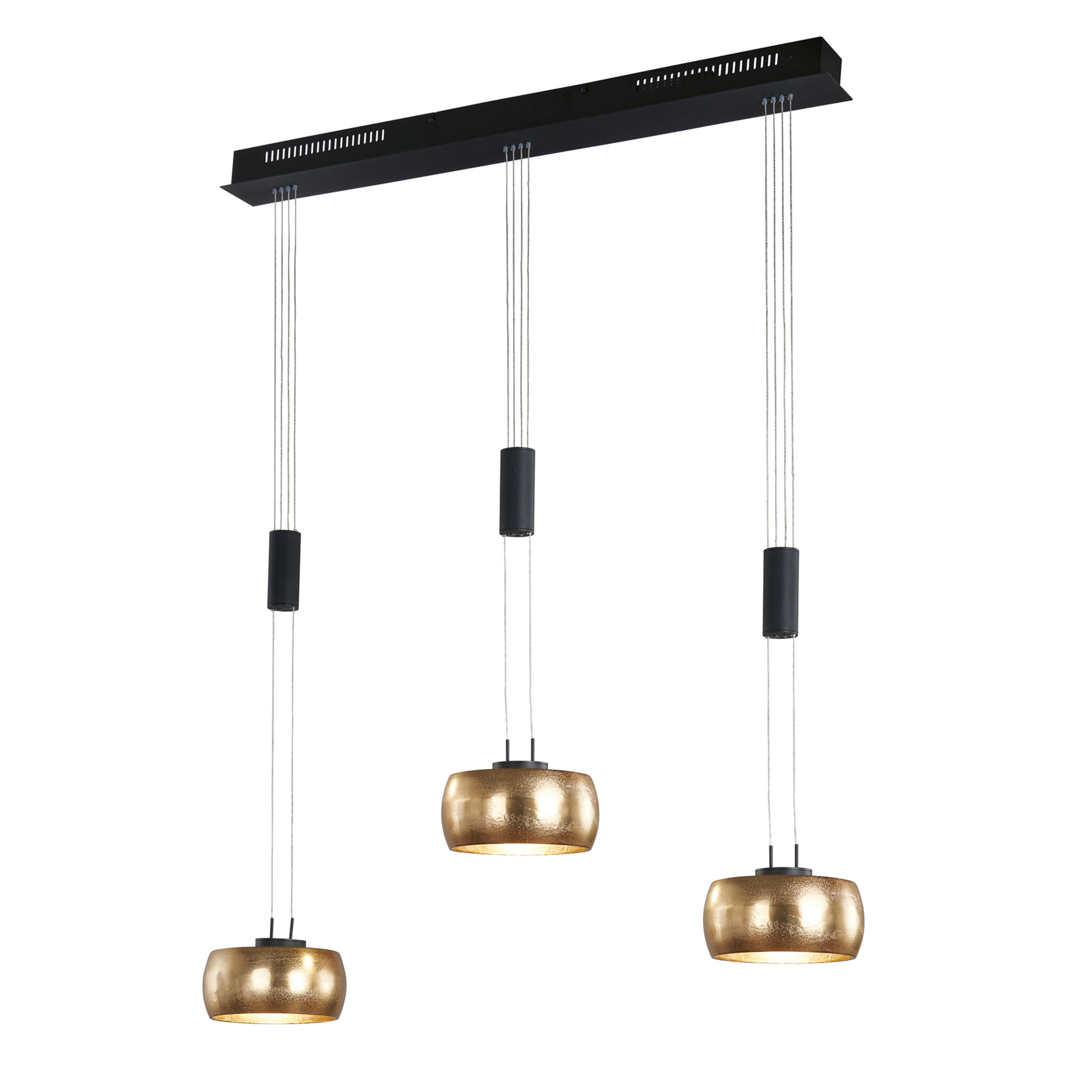 Suspension LED Colette, à 3 lampes, dorée/noire
