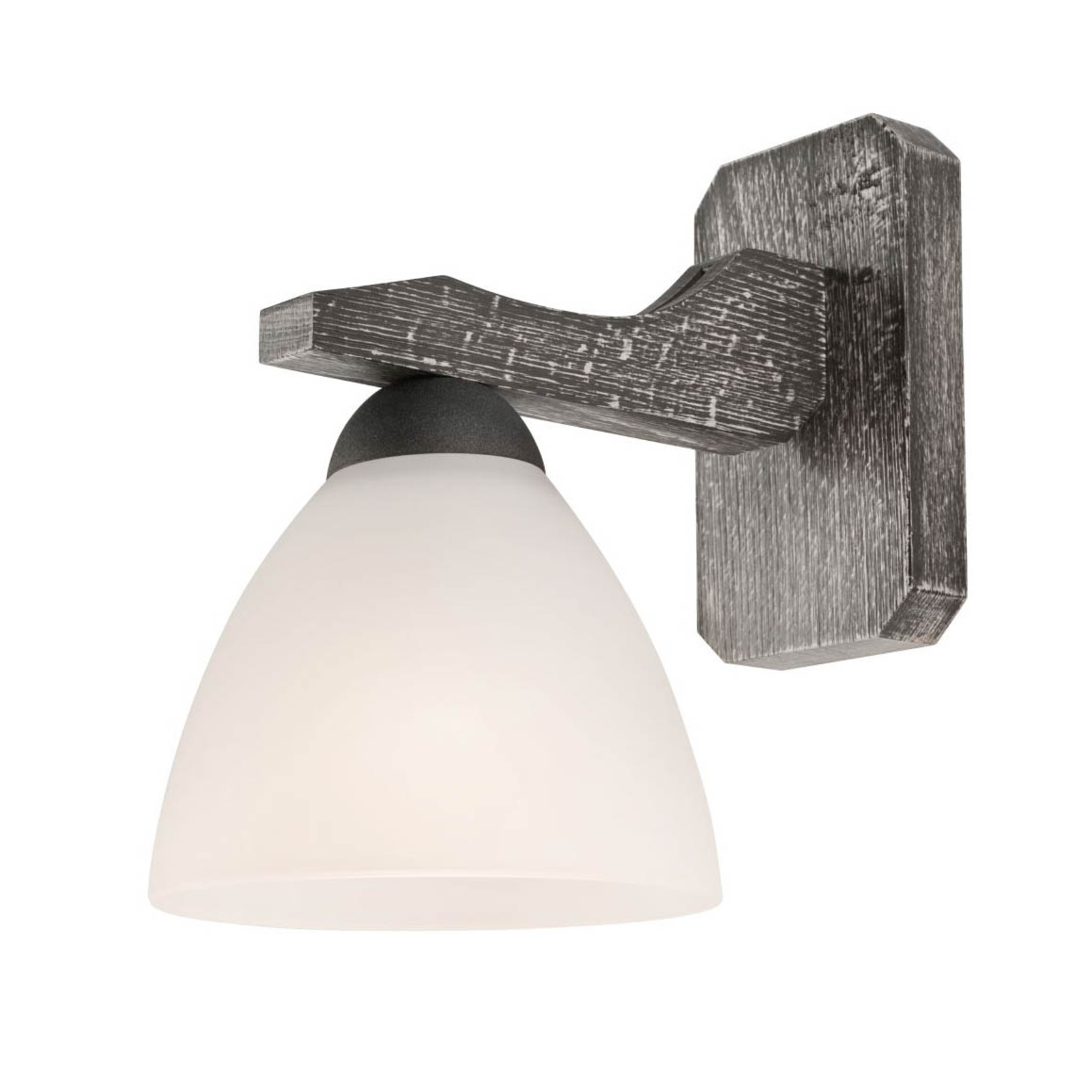 Wandlamp Haro met glazen kap, beuken grafiet/wit