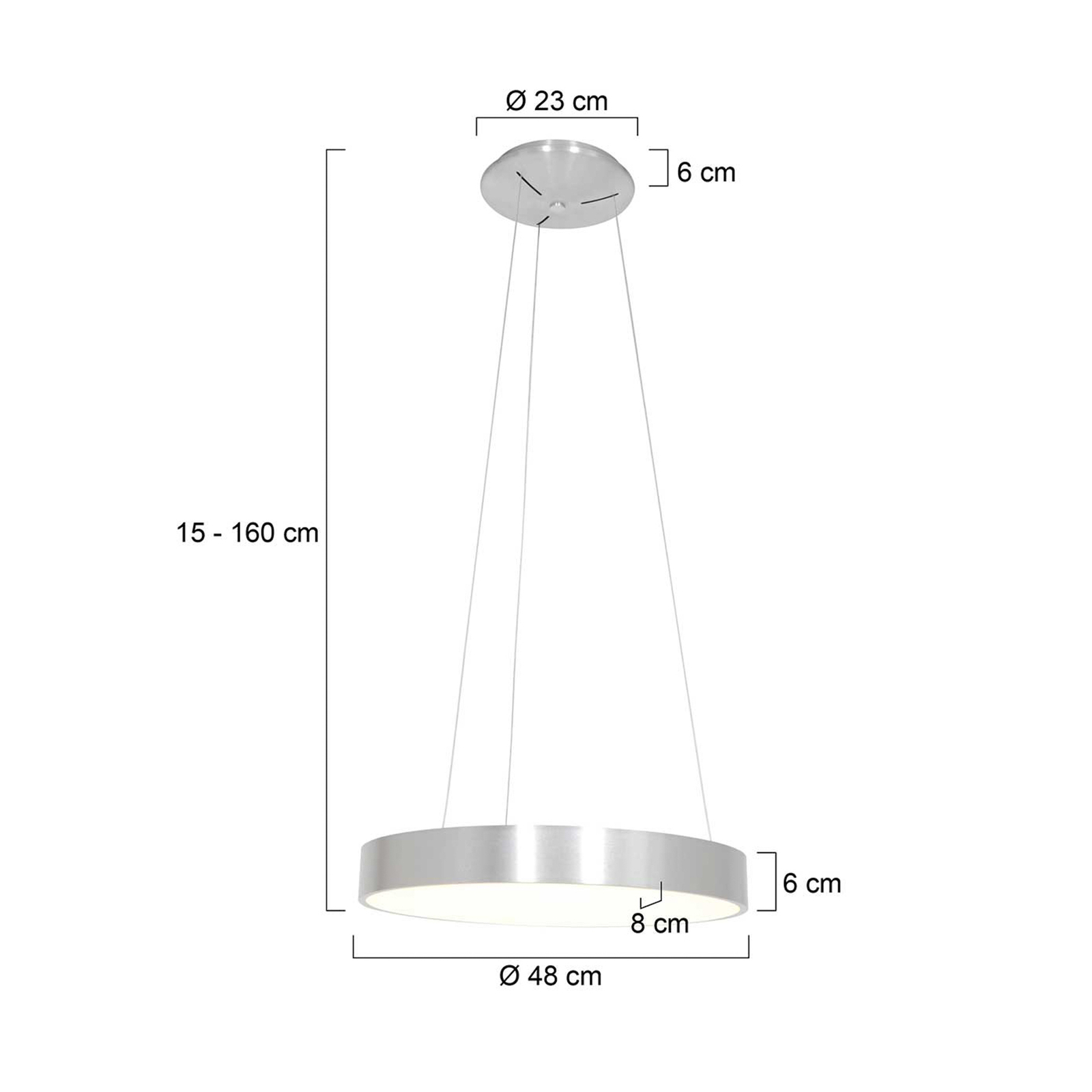 LED-Hängeleuchte Ringlede, Ø 48 cm, silber