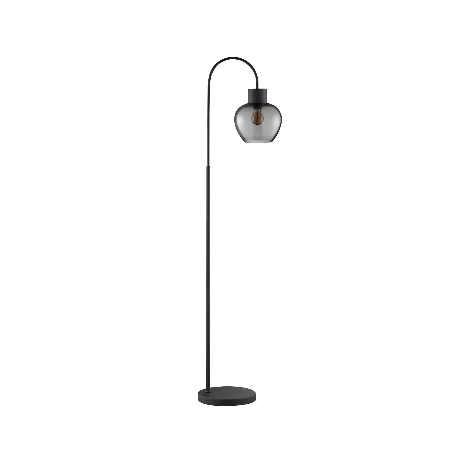 Stehlampe Ligari, schwarz/rauchgrau, Höhe 164 cm Metall/Glas