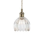 Hängeleuchte Gota, altmessing/klar, Glas, Ø 13 cm, Stecker