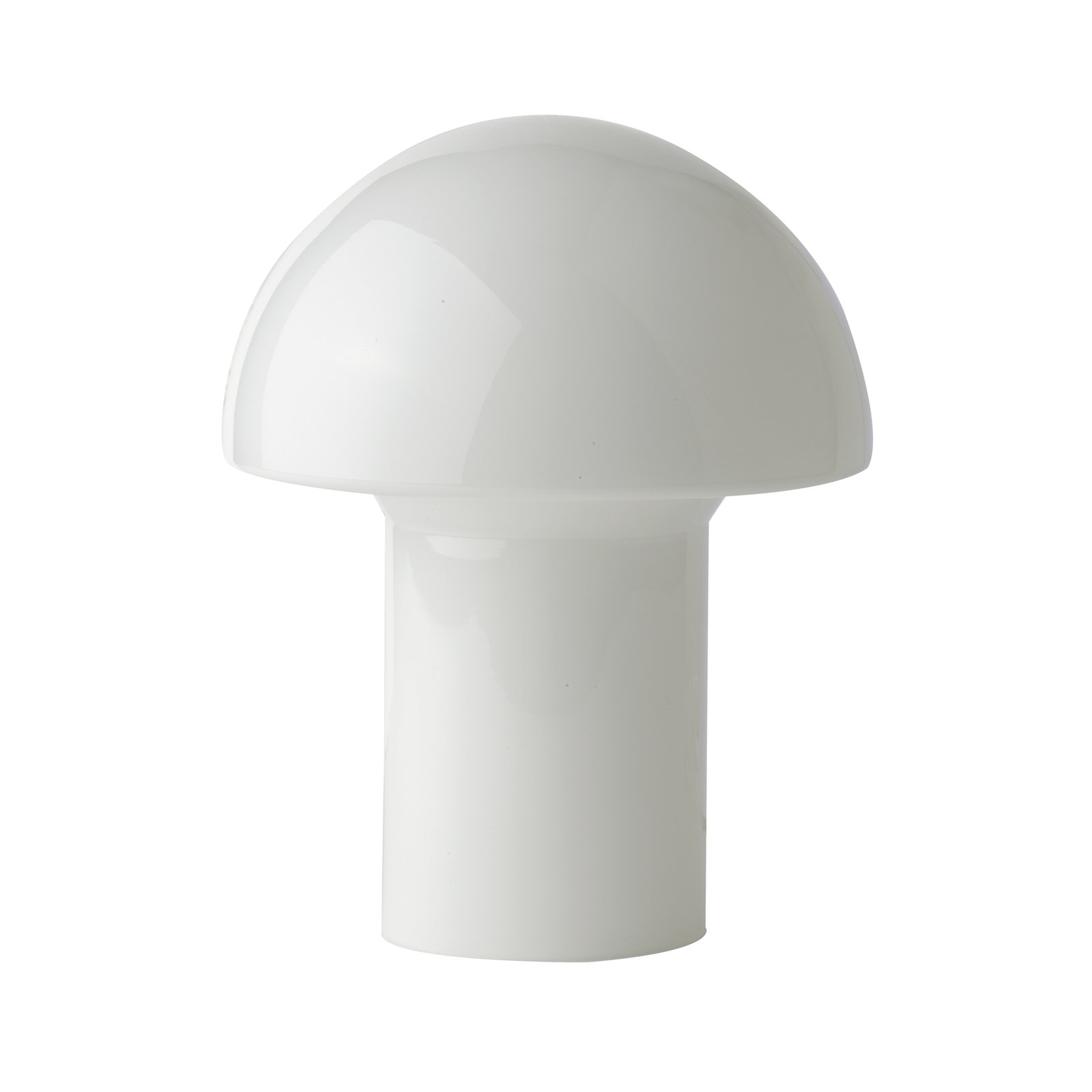 Sklenená stolová lampa, tvar hríbu, biela Ø 28 cm