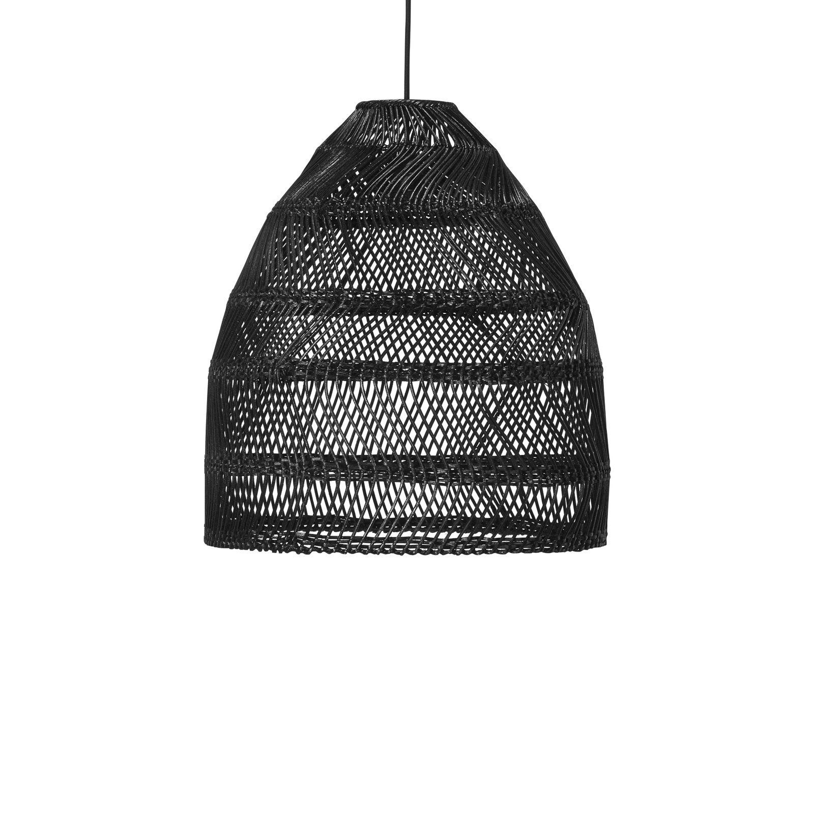 PR Home Maja závesná lampa ratan čierna, Ø 36,5 cm
