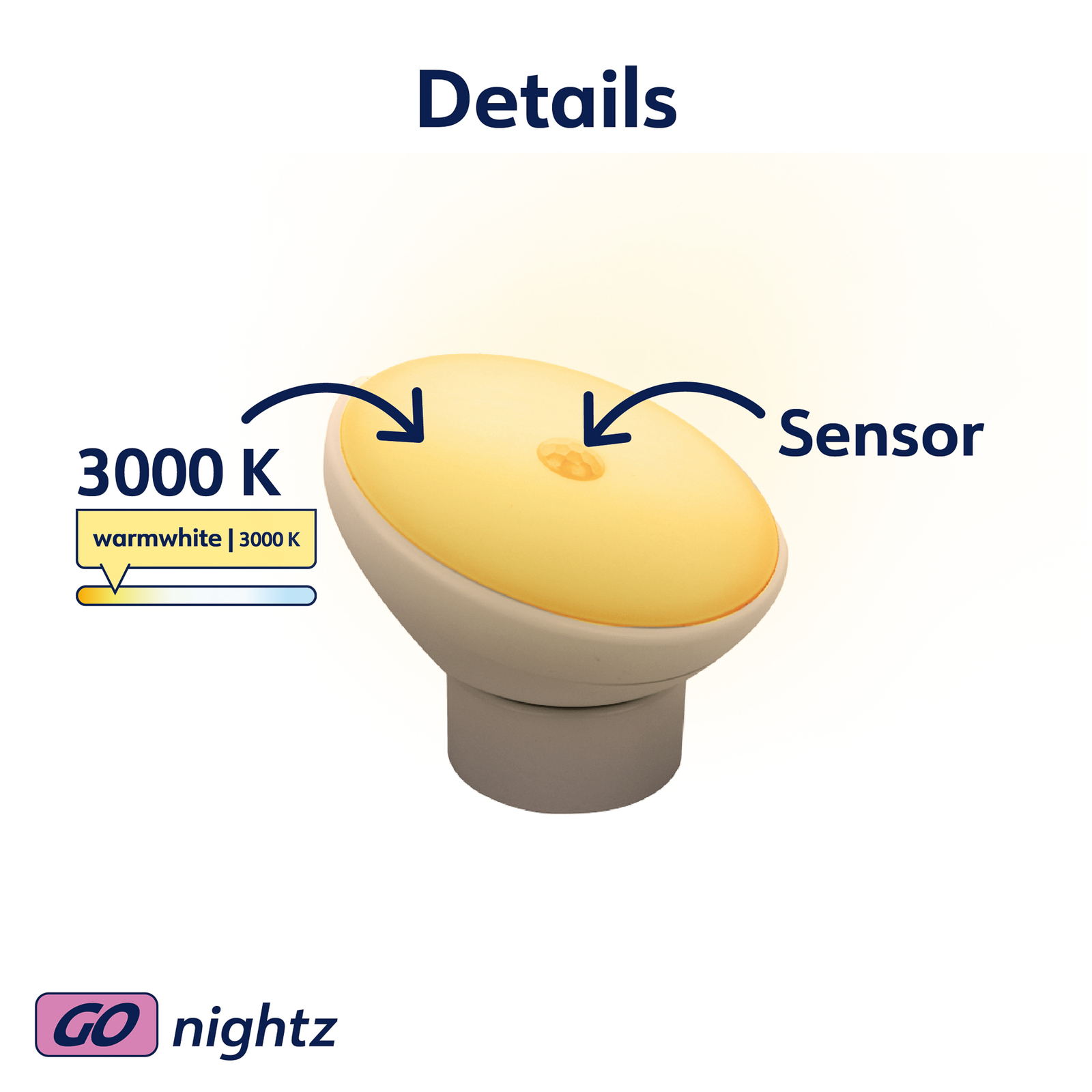 LED nachtlampje Nova, sensor, wit, kunststof, 2-pak