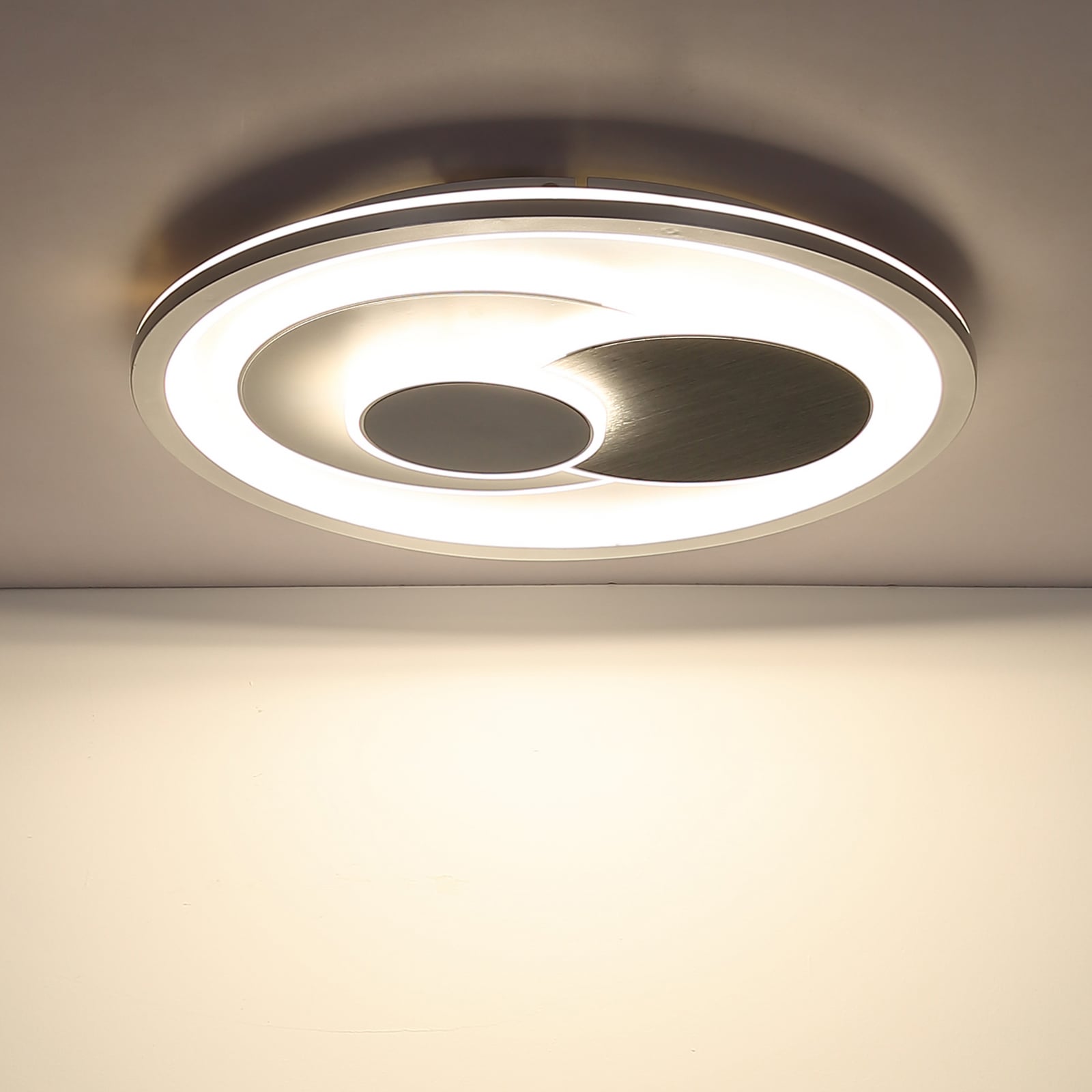 Lampa sufitowa LED Ruiz I, biało-srebrna, Ø 48 cm, CCT Lampa sufitowa LED Ruiz I, biało-srebrna, Ø 48 cm, CCT